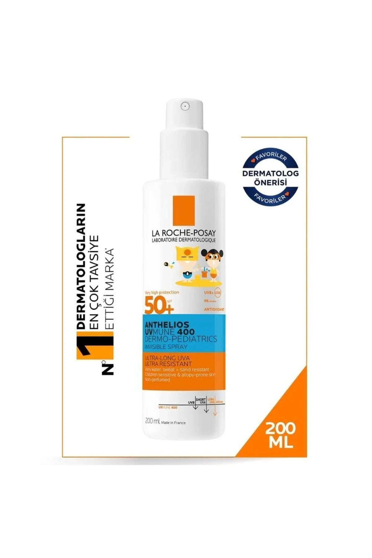 کرم ضد آفتاب کودک ANTHELIOS DERMO PEDIATRICS INVISIBLE SPRAY SPF 50 200 ML La Roche Posay