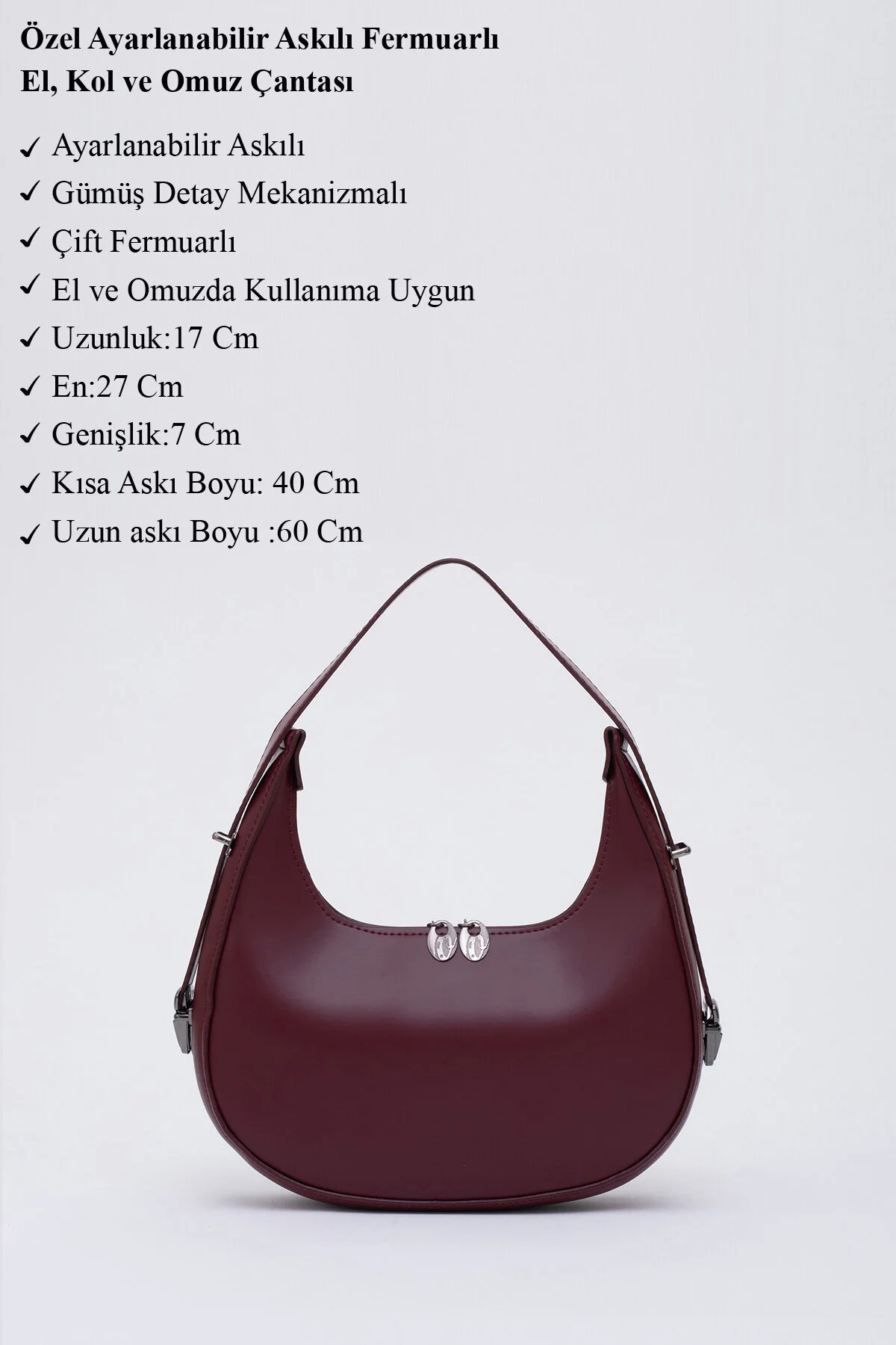کیف شانه ای زیپ دار مخصوص دست بازو و CLARET RED SHK110 با بند قابل تنظیم L: 17 W: 27 7 سانتی متر Shaka