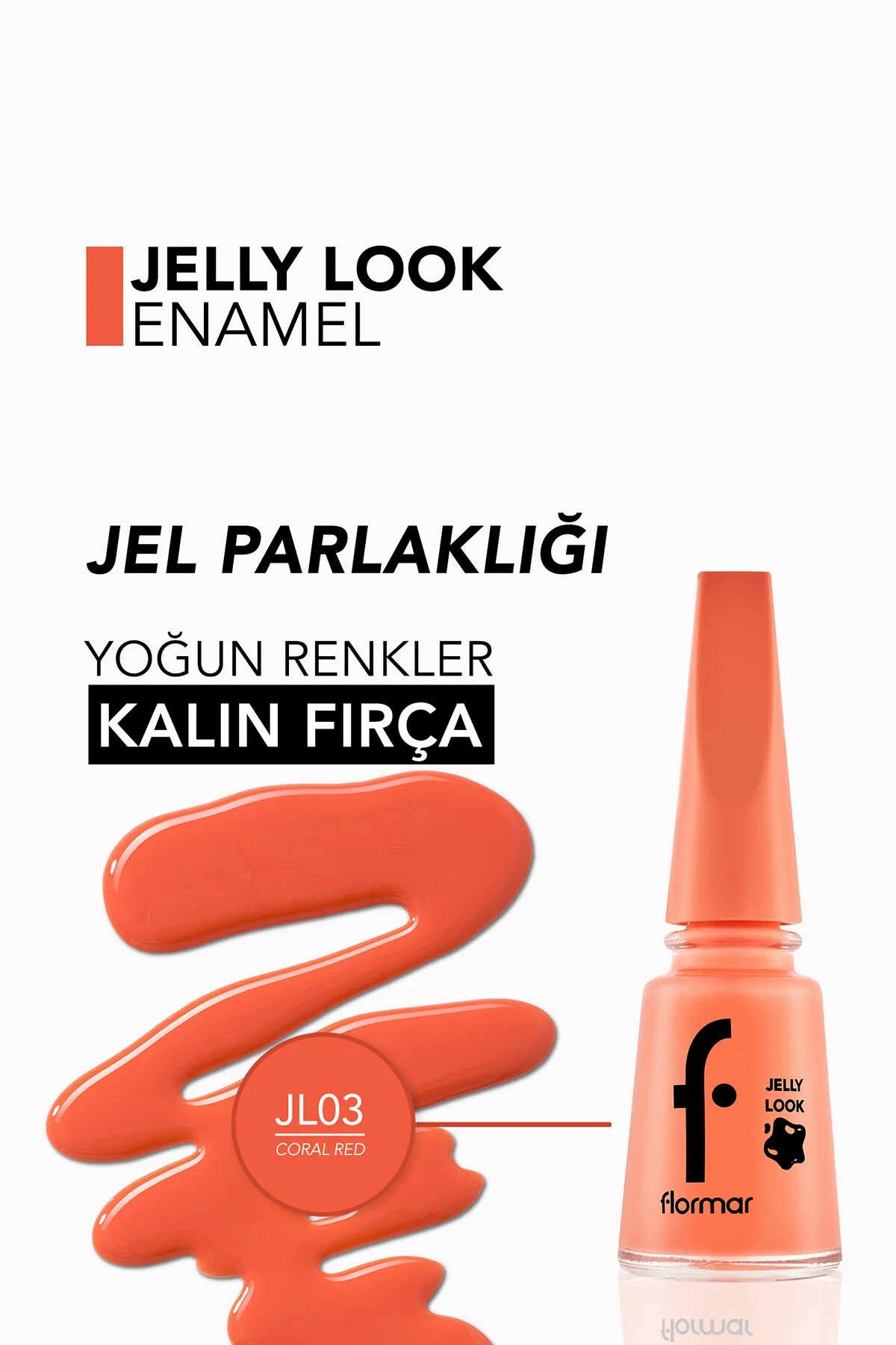 Flormar ناخن پولیش ژله‌ای رنگارنگ (قرمز مرجانی) نگاه ژله‌ای