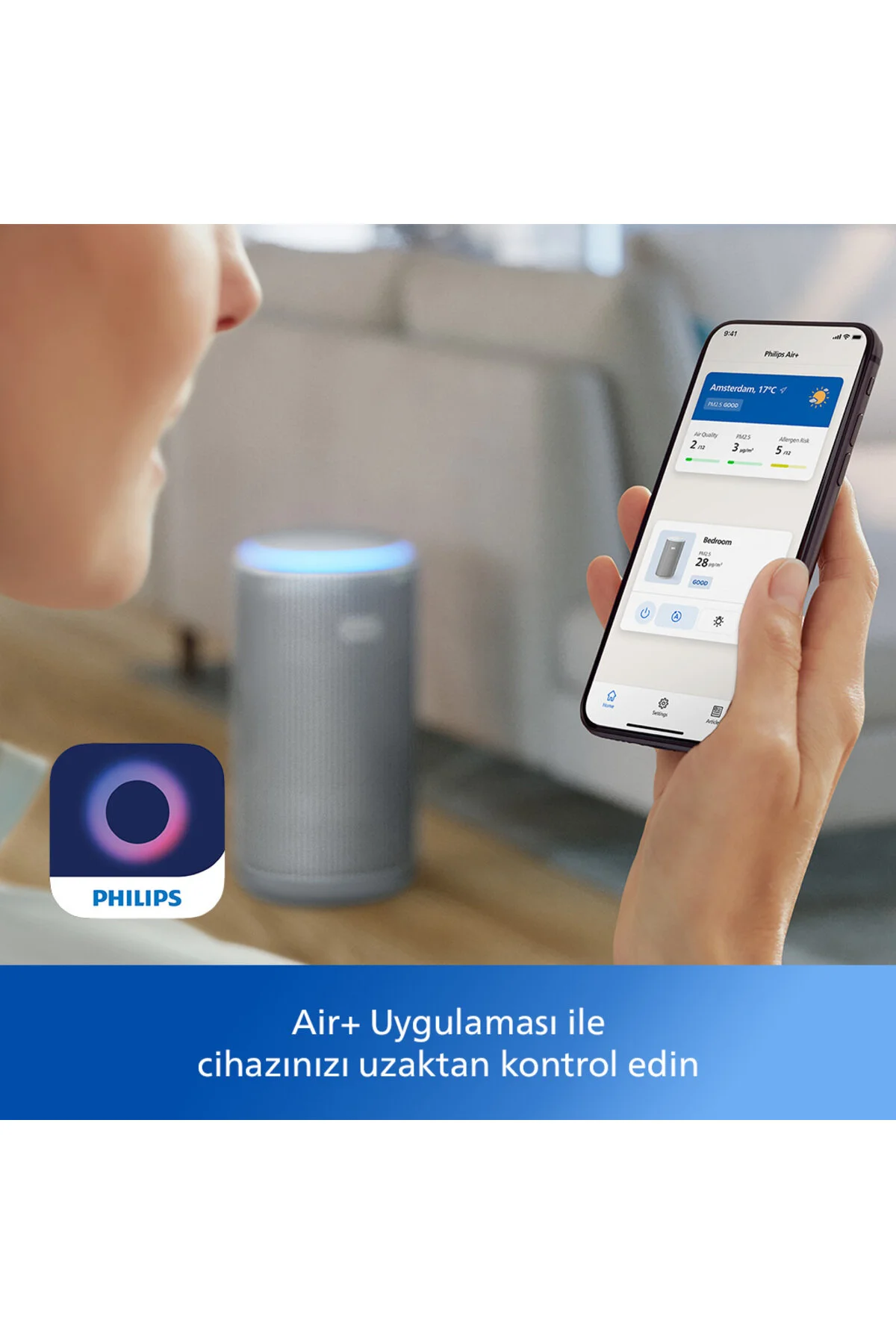 تصفیه کننده هوا دستگاه سری 3200 موثر تا 135 متر مربع کنترل از راه دور طریق برنامه AIR+ AC3220 10 اورجینال Philips