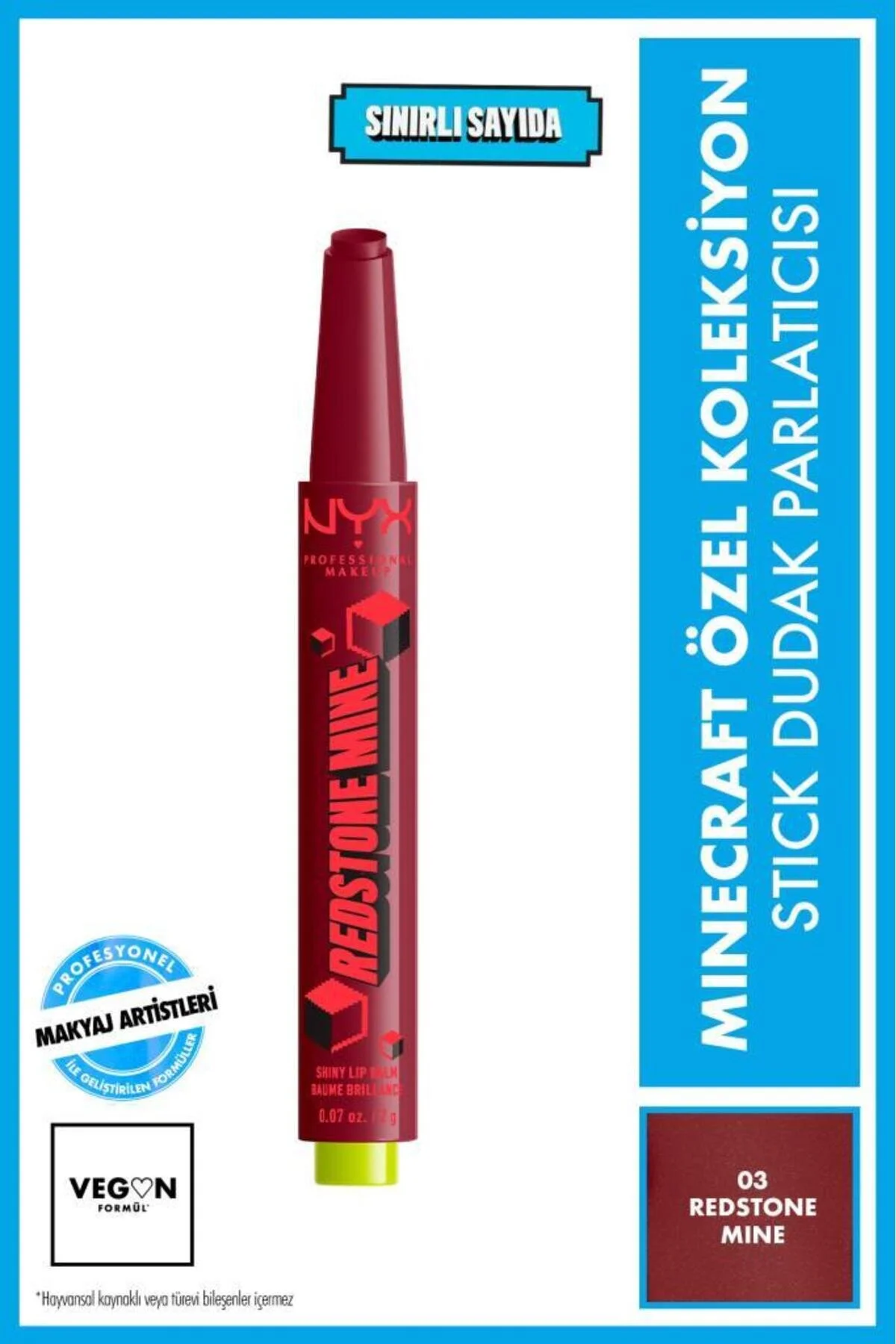 براق کننده لب MINECRAFT COLLECTION STICK LIP GROWER 03 MINE REDSTONE NYX Professional Makeup