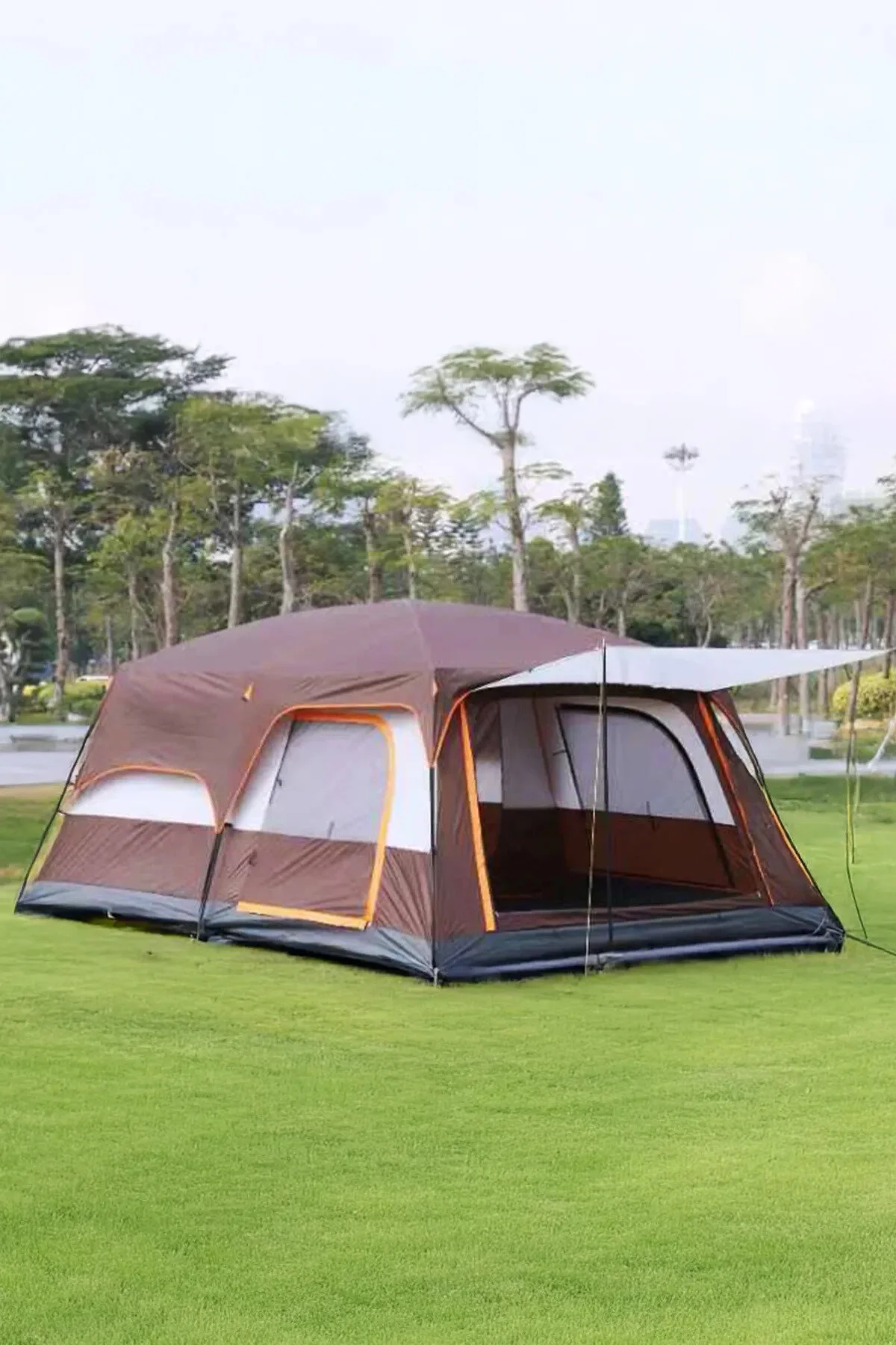 چادر کمپینگ 10 نفره 2 اتاقه بزرگ با سایبان 430X305X200 Nurcamp