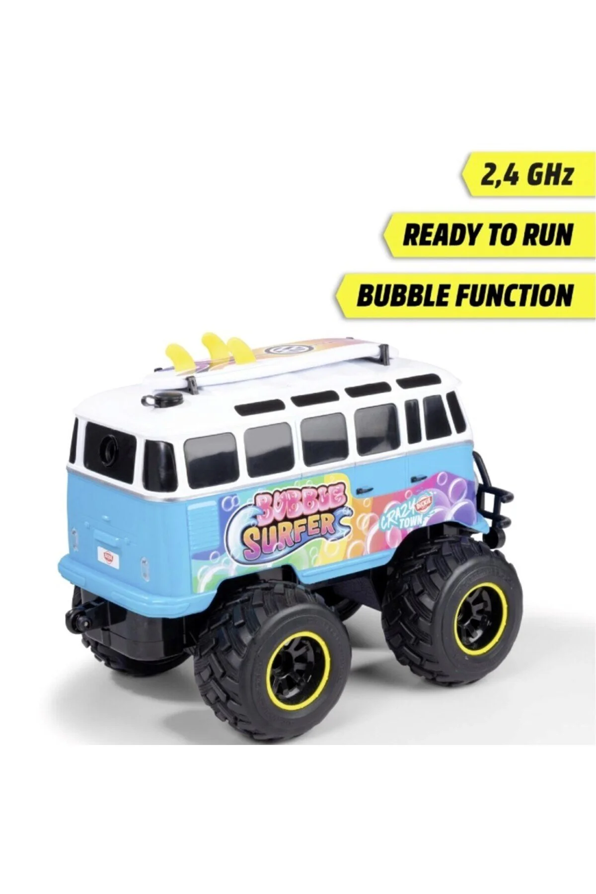 خودروی کنترل از راه دور 1:20 RC VOLKSWAGEN T1 BUBBLE BUS 2.4 گیگاهرتز 6 کیلومتر در ساعت شارژر USB LIGHT 30 سانتی متر Dickie Toys