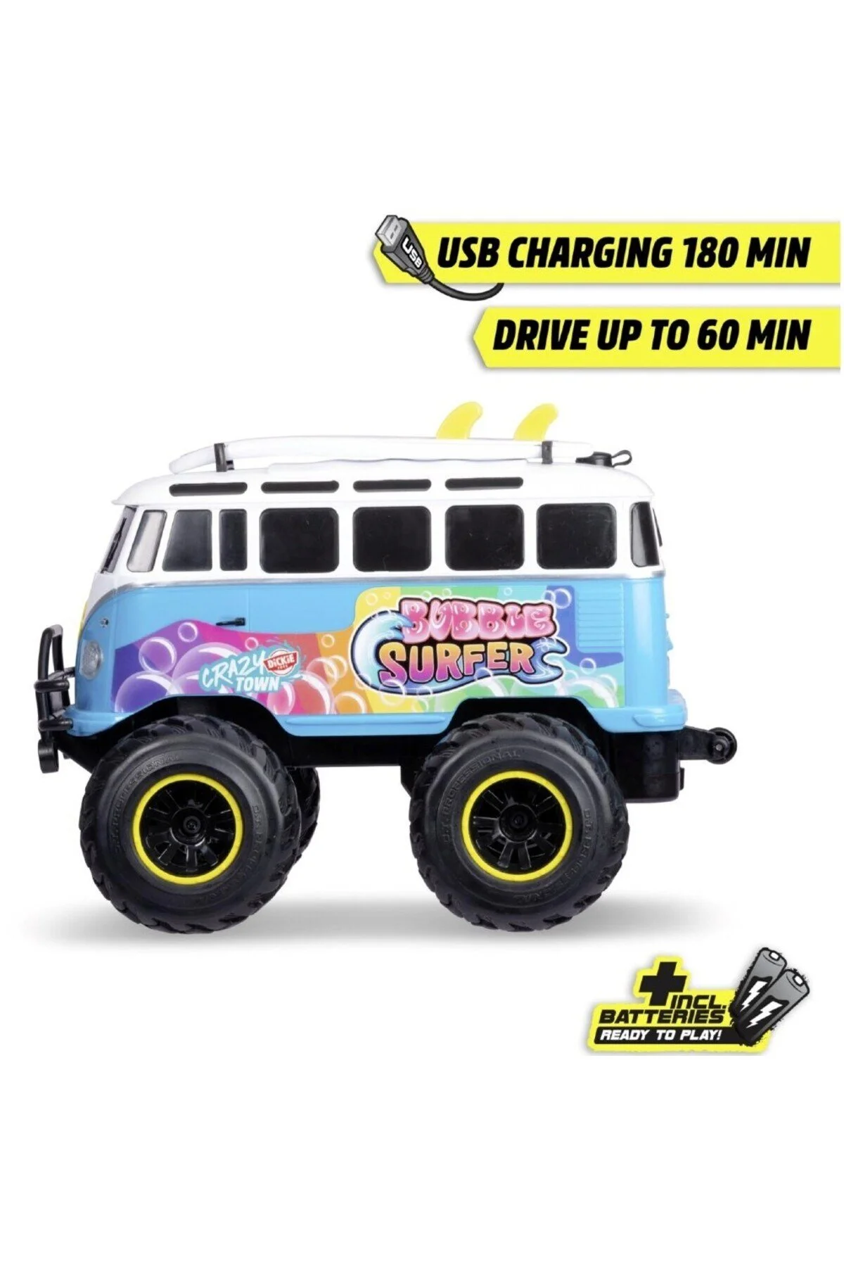 خودروی کنترل از راه دور 1:20 RC VOLKSWAGEN T1 BUBBLE BUS 2.4 گیگاهرتز 6 کیلومتر در ساعت شارژر USB LIGHT 30 سانتی متر Dickie Toys