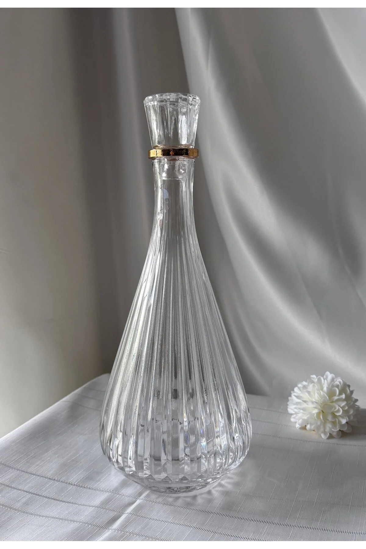 پارچ و تنگ 1 قطعه بطری طلای طلایی کاراف کوزه Şahika Kristal cama atılan imza