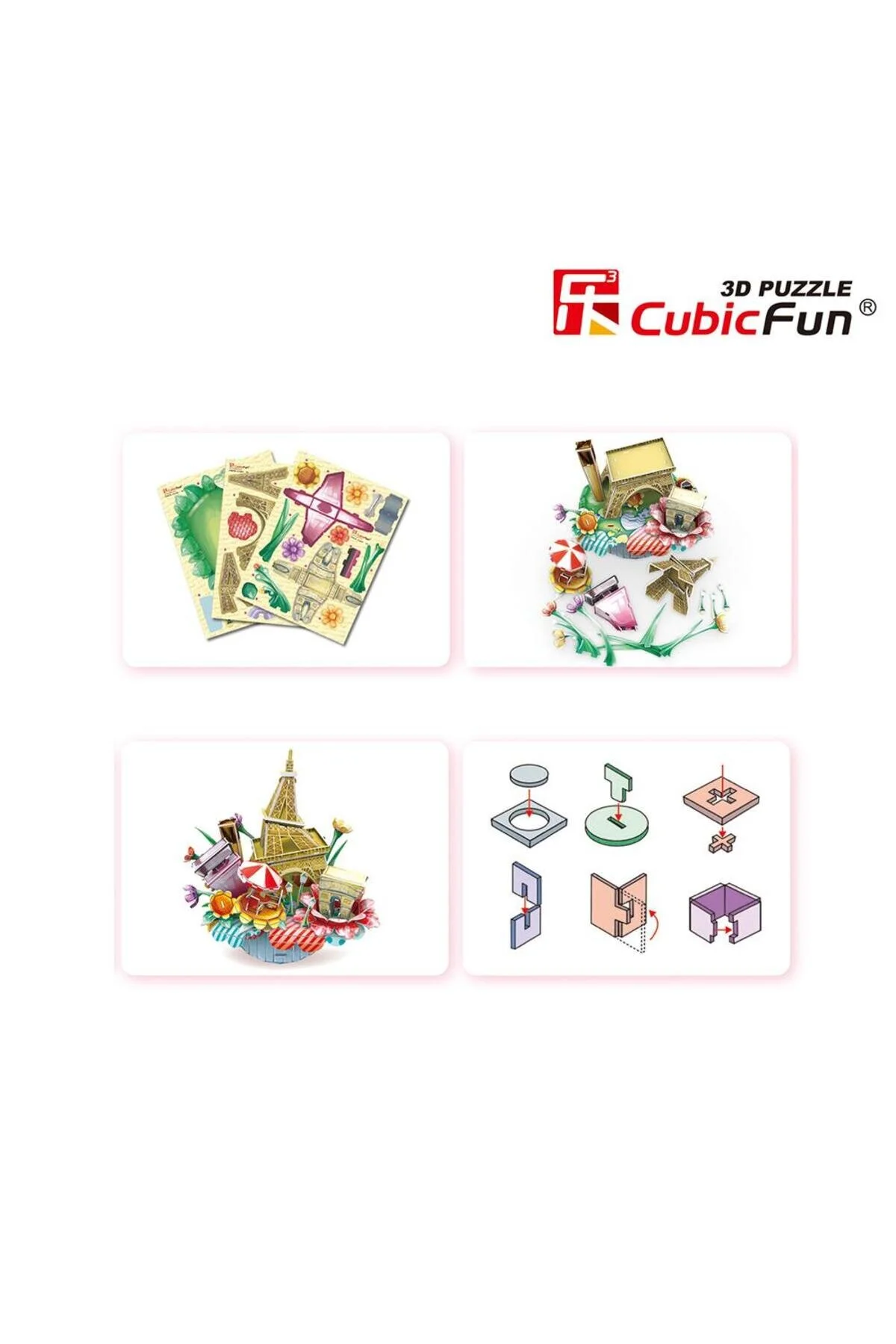 پازل مردانه و زنانه 3 بعدی 74 تکه ترکیب شهر پاریس CUBOC3204 Cubic Fun