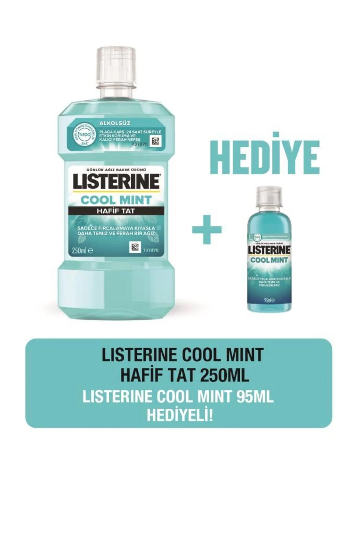 دهان شویه نعناع خنک 250 میلی لیتر + هدیه 95 اورجینال Listerine