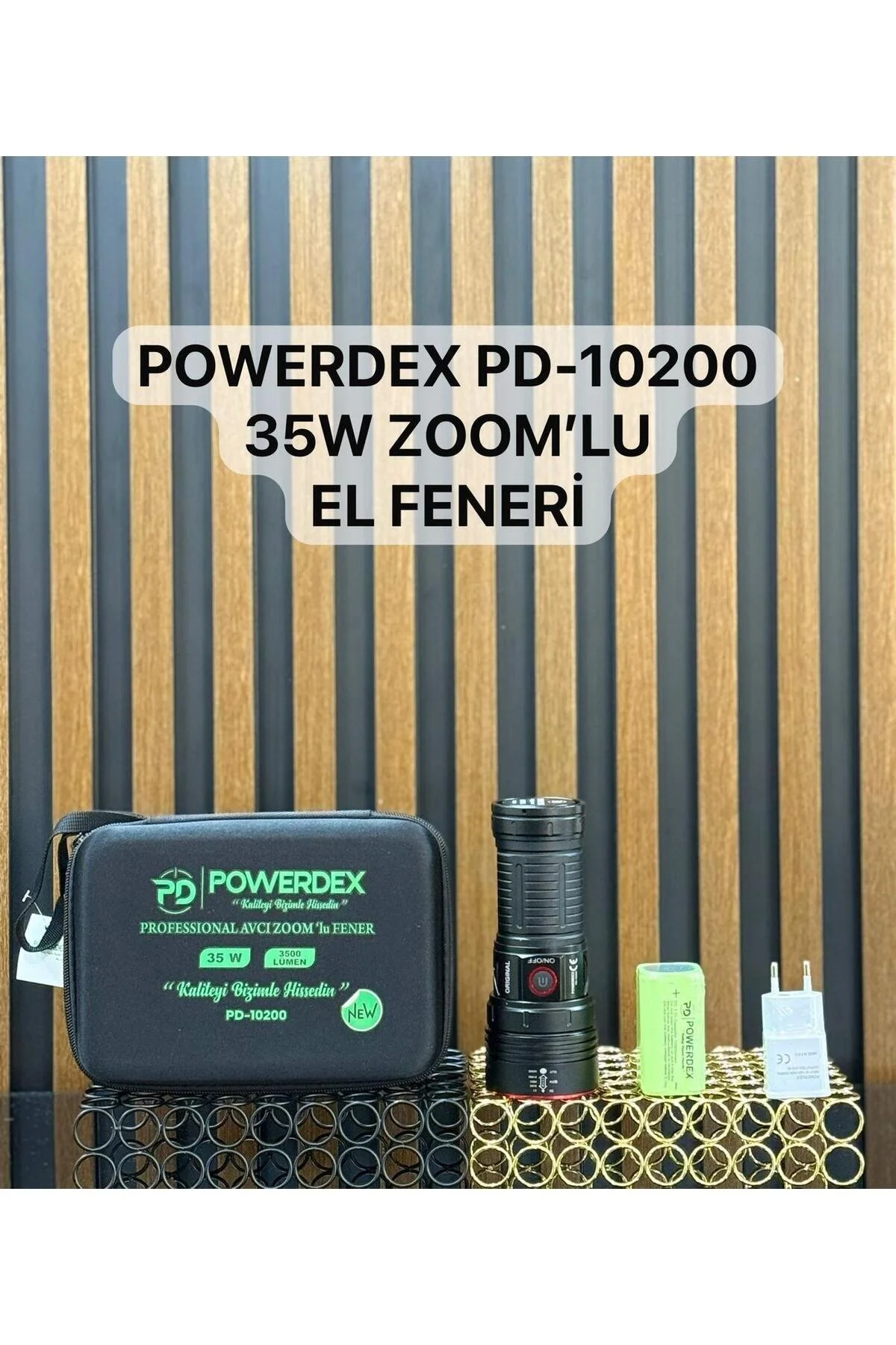 چراغ قوه PD 10200 PROFESSIONAL HUNTER FRAGLIGHT ZOOMLU 35W 12800 میلی آمپر ساعت باتری 3500 لومن تحویل نور powerdex