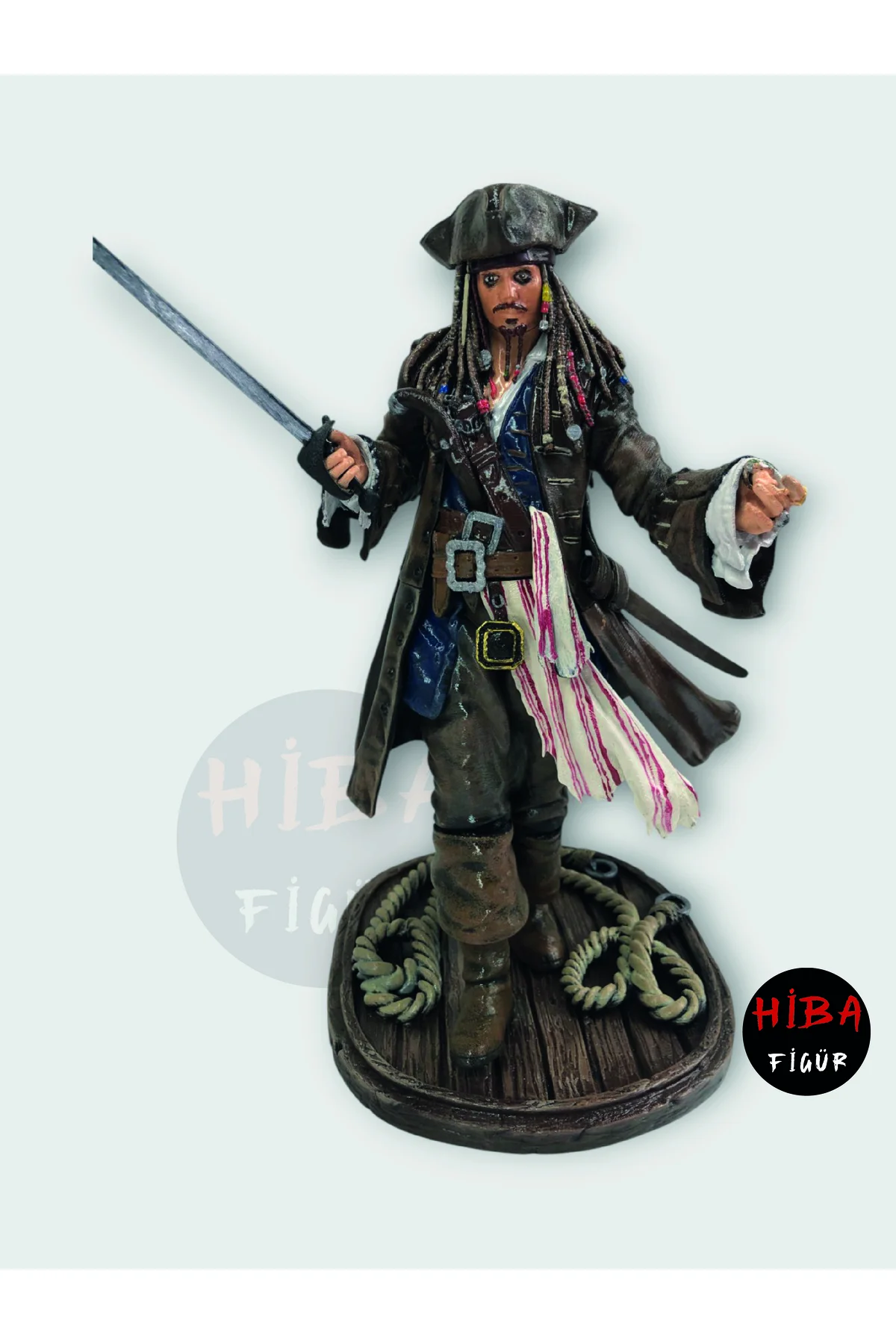 فیگور مجسمه کلکسیونی جک اسپارو 30 سانتی متری نقاشی شده با دست دزد دریایی کارائیب HIBA FIGUR