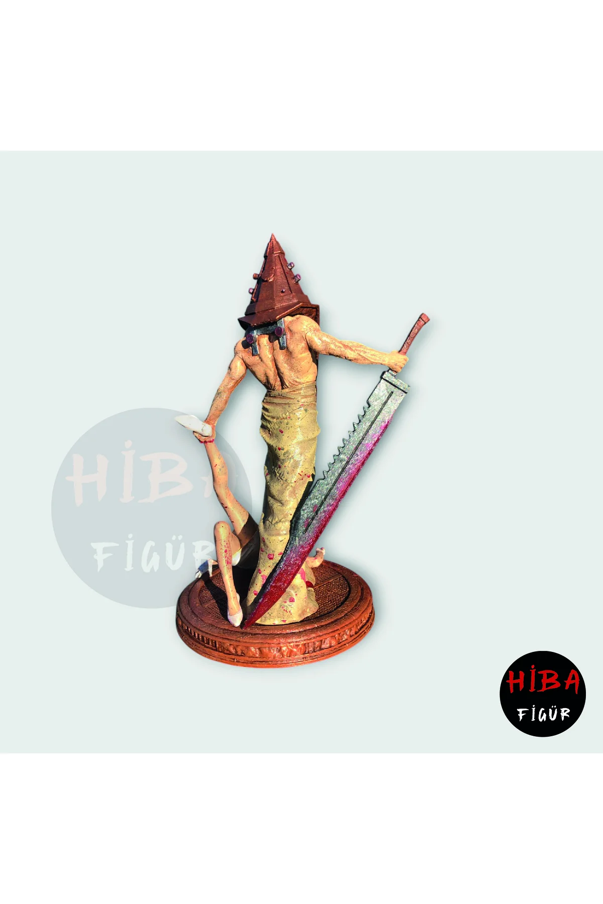 فیگور مجسمه کلکسیونی سر هرمی 25 سانتی متری تپه سایلنت نقاشی شده با دست HIBA FIGUR