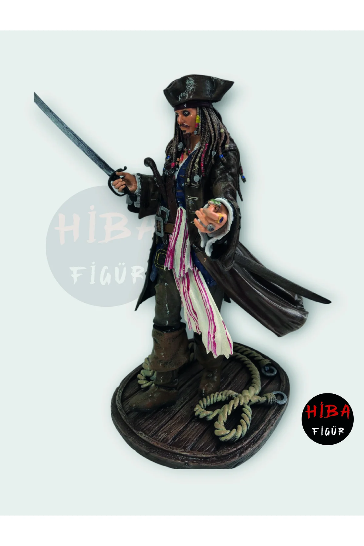 فیگور مجسمه کلکسیونی جک اسپارو 30 سانتی متری نقاشی شده با دست دزد دریایی کارائیب HIBA FIGUR