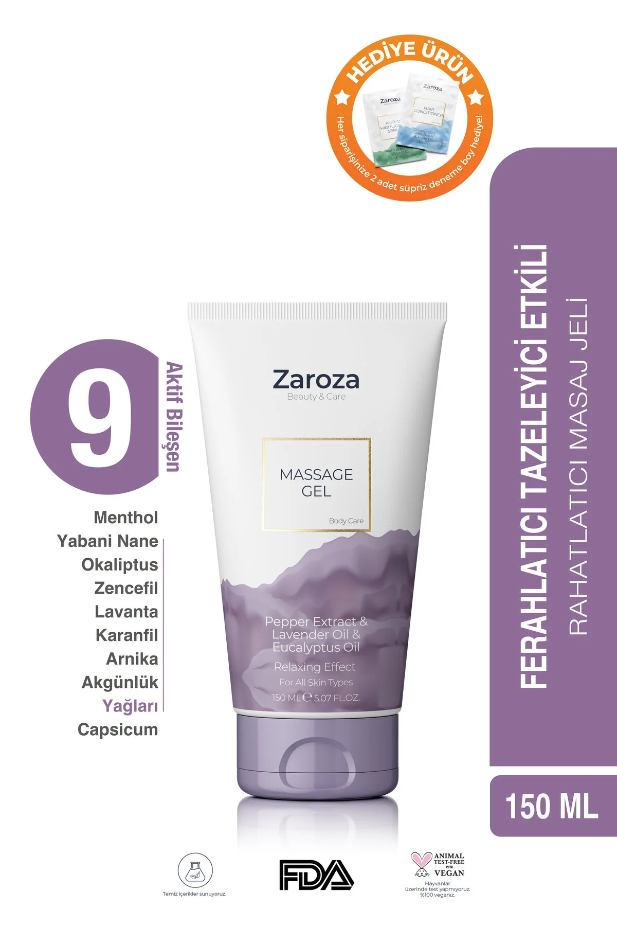 روغن ماساژ ژل عصاره فلفل و اکالیپتوس اسطوخودوس 150 میل ZAROZA