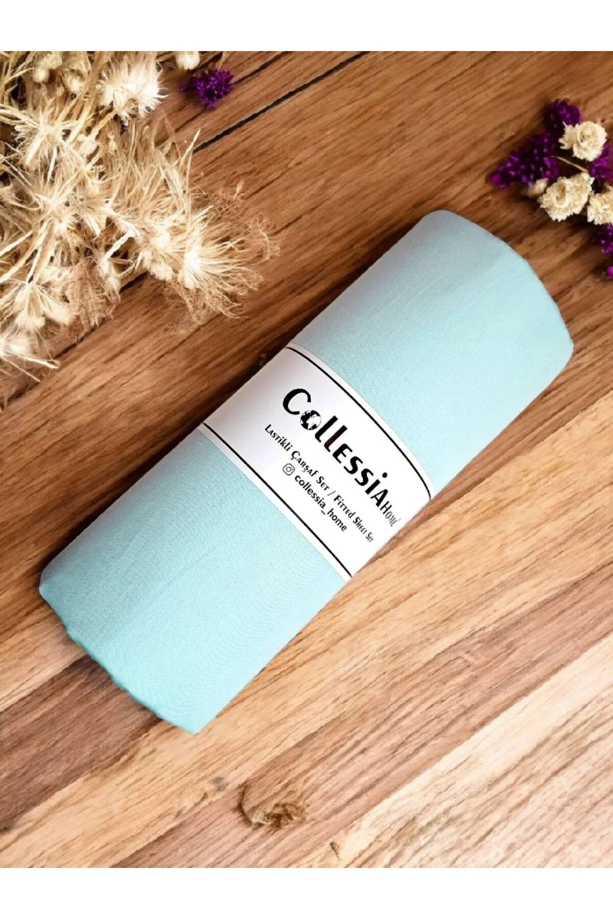 ست ملحفه یک نفره 100 ٪ ساتن پنبه نصب شده ورق های یقه تک رنگ فیروزه ای CollessiaHome