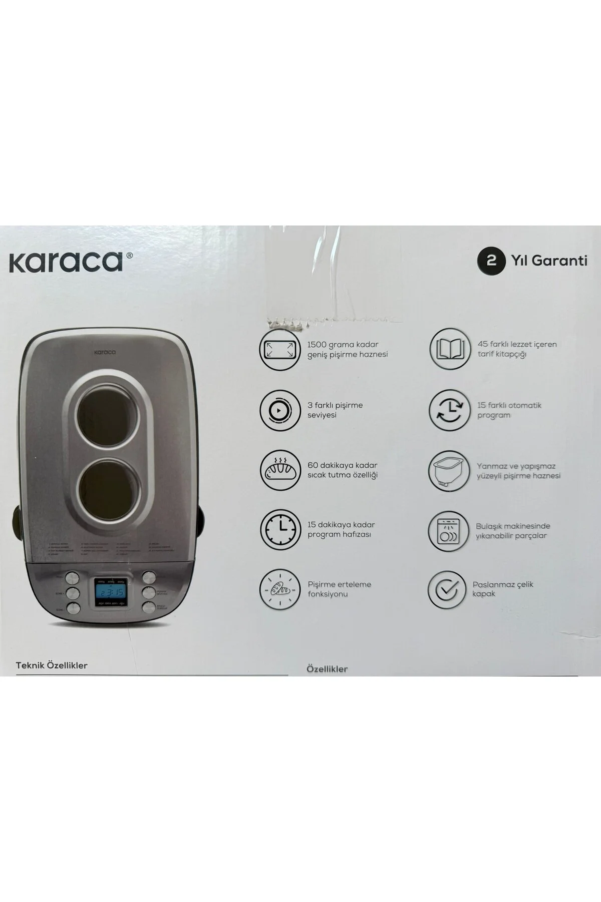 نان پز دستگاه ماست ساز مربای 3 سطح پخت متفاوت 15 برنامه چاقو برش اورجینال Karaca