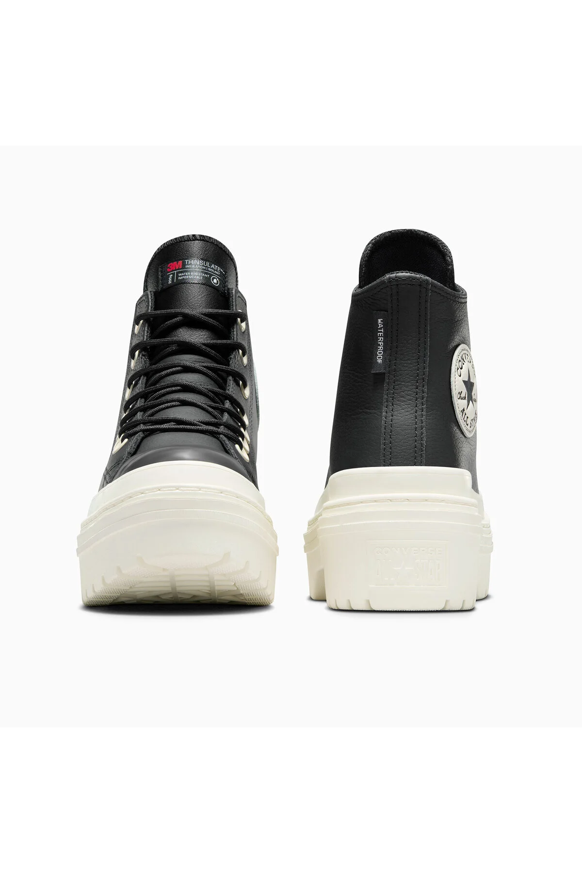 چکمه و بوت های پلتفرم چرمی مشکی تک جنسیتی با پاشنه تمام ستاره چاک تیلور کانورس Converse