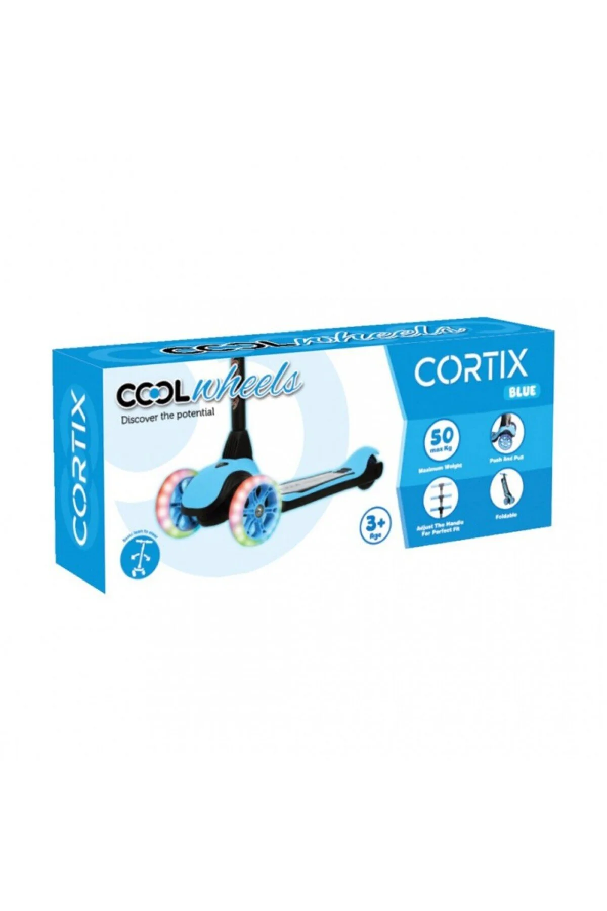 اسکوتر کودکان 3 چرخ تاشو COOL WHEELS با نور LED | CORTIX 7 سال Scooter
