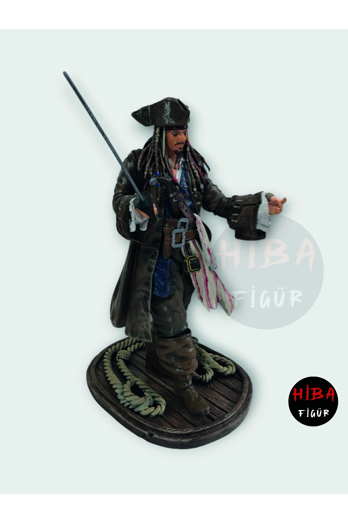 فیگور مجسمه کلکسیونی جک اسپارو 30 سانتی متری نقاشی شده با دست دزد دریایی کارائیب HIBA FIGUR