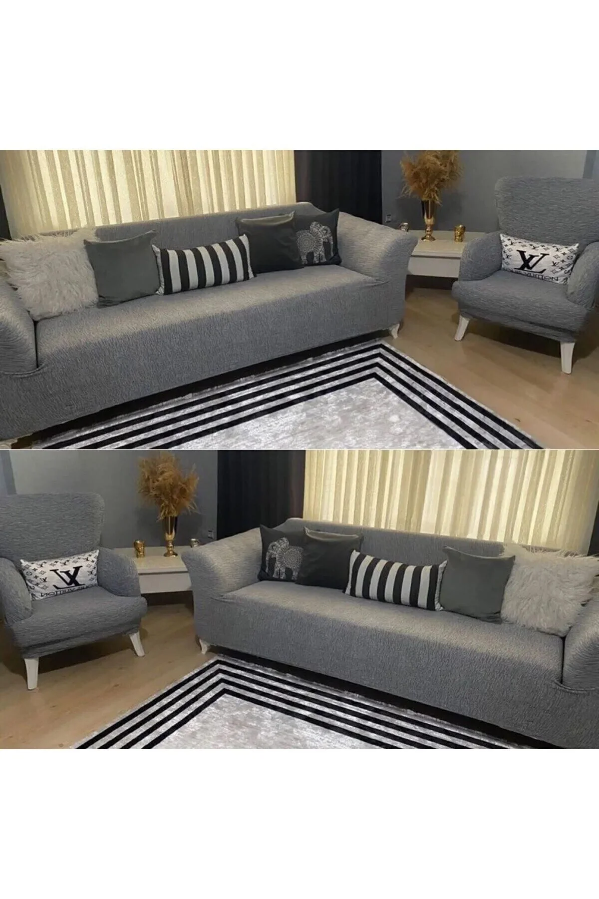 روکش مبل ZILALE JACQUARD 3 1 پوشش تایر | لاستیکی مجموعه صندلی zilale