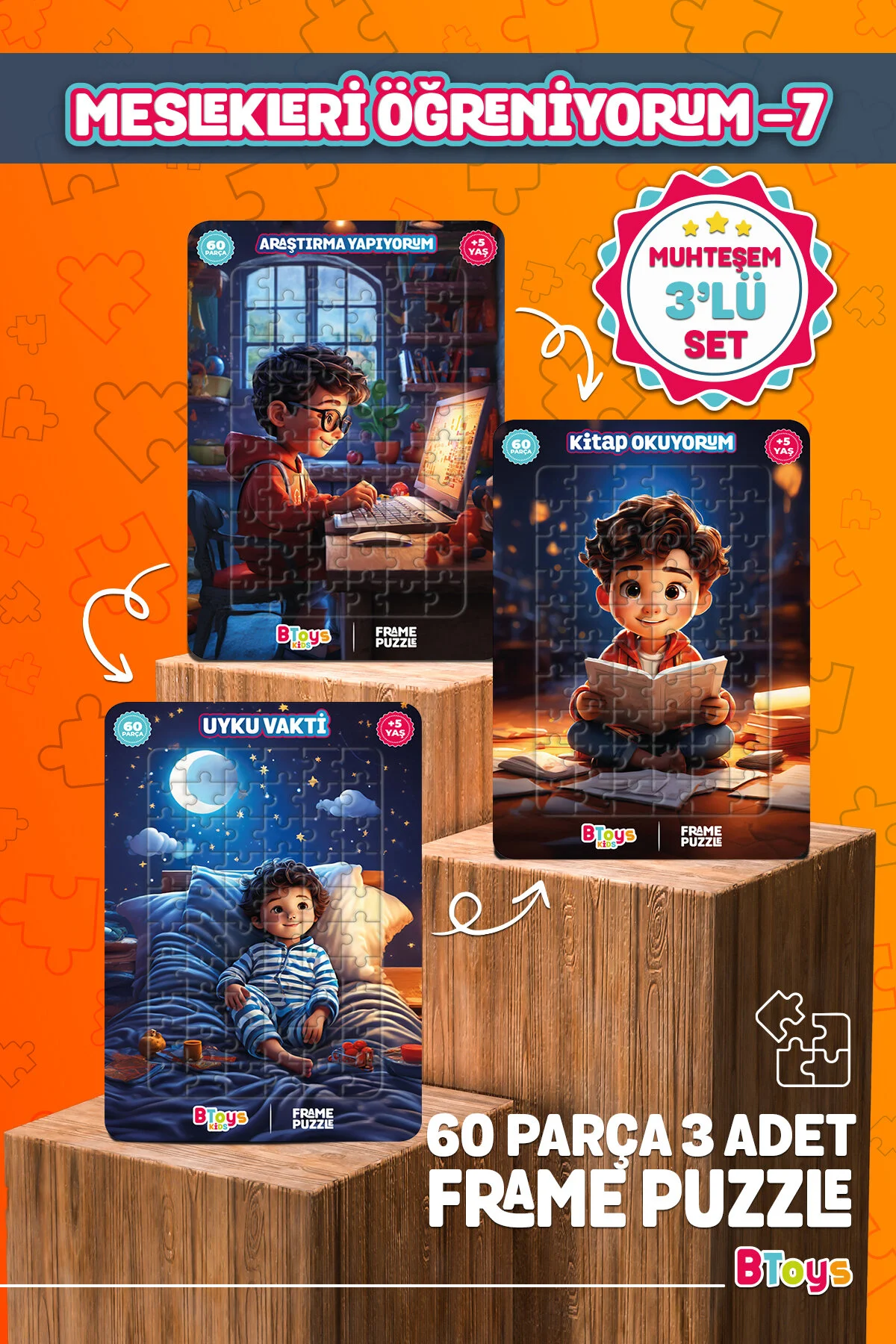 پازل ها و یاپبوزهای کودک من در حال انجام تحقیق هستم خواندن کتاب زمان خواب Enjoy BToys