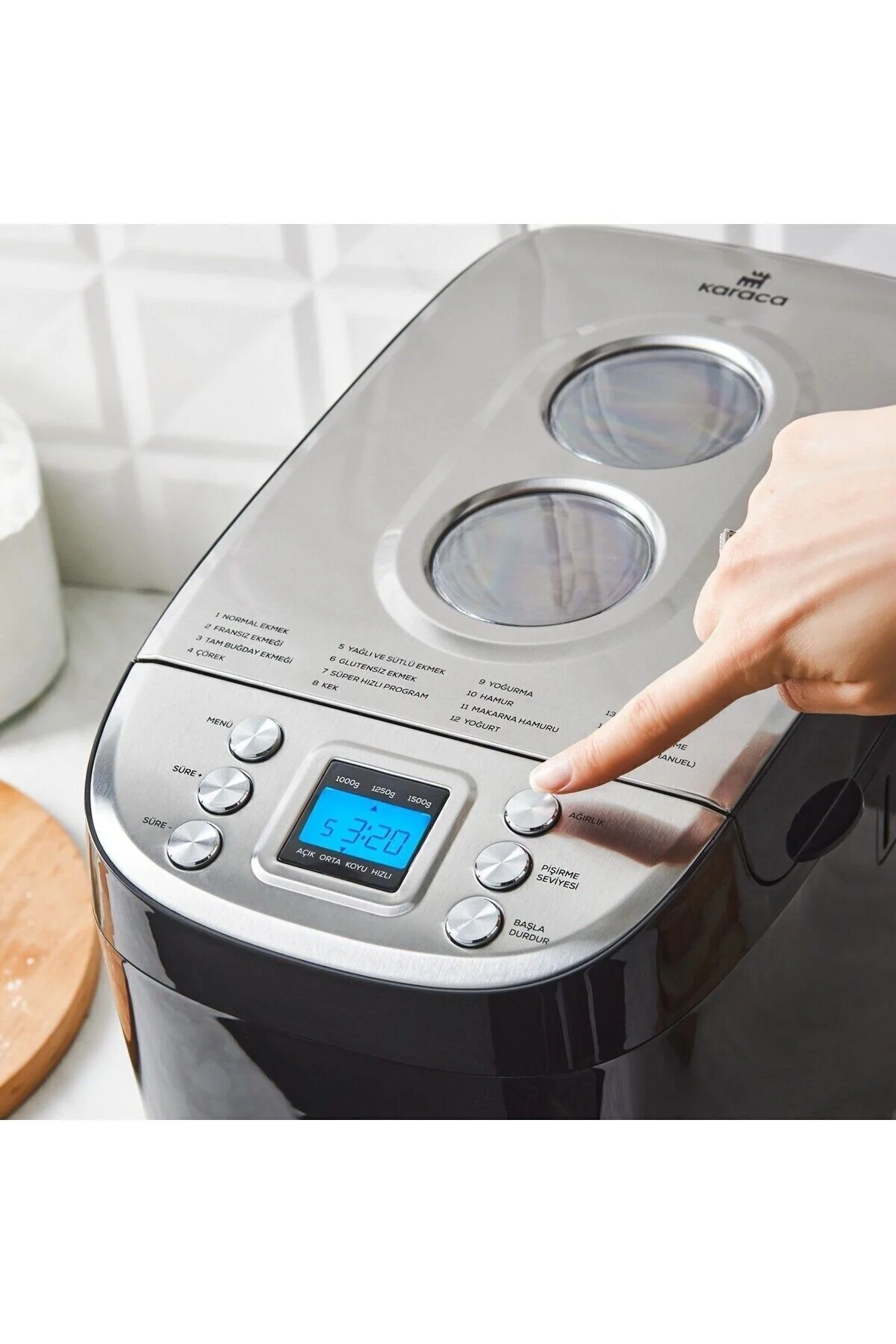 نان پز دستگاه ماست ساز مربای 3 سطح پخت متفاوت 15 برنامه چاقو برش اورجینال Karaca
