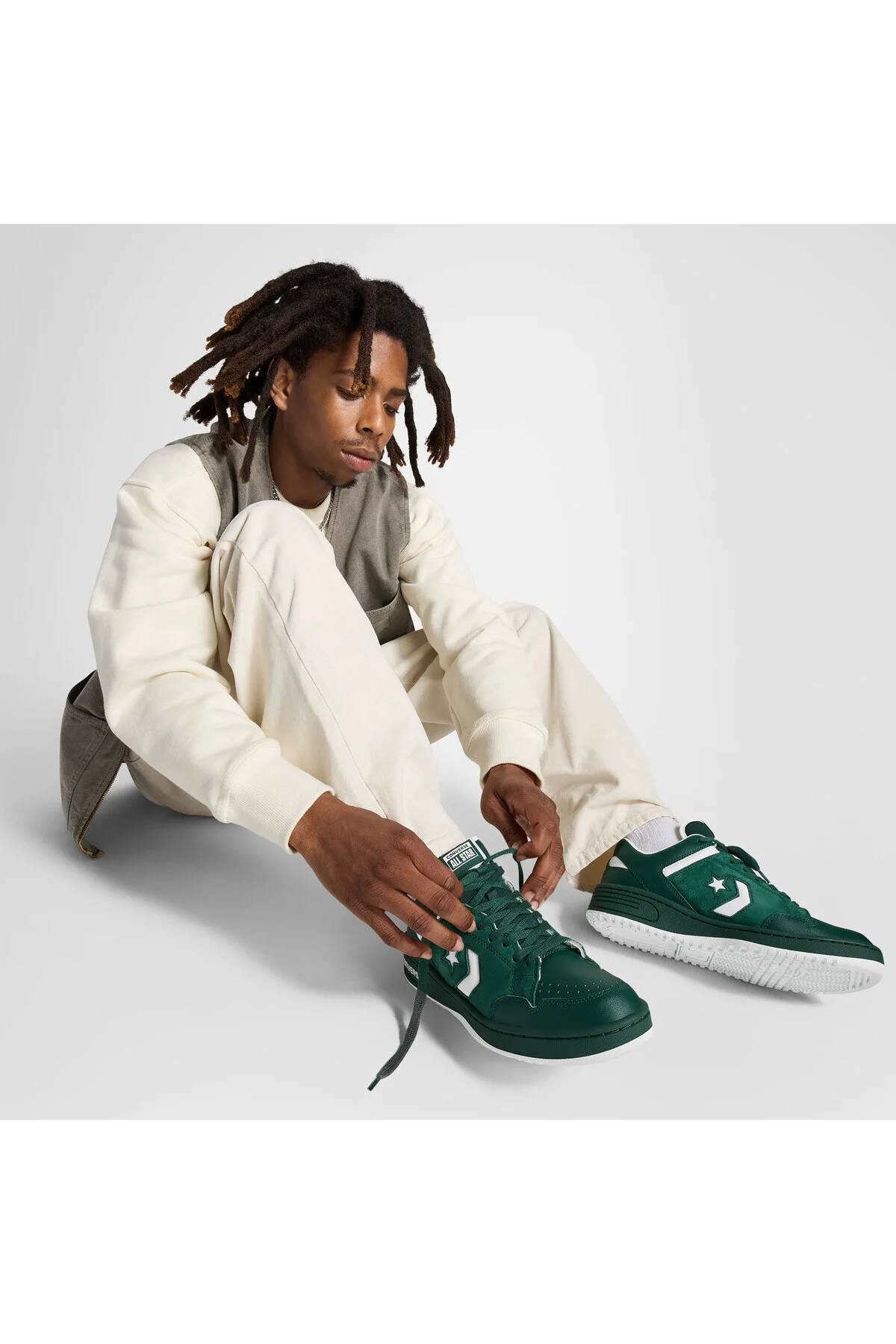 اسنیکر اسلحه کتانی یونیسکس سبز چرم کانورس Converse