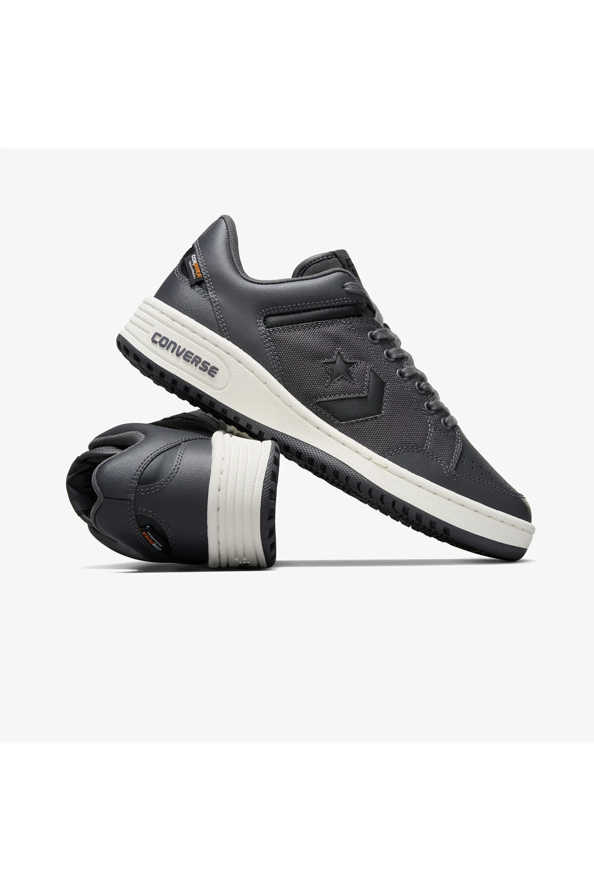 اسنیکر اسلحه کتانی چرمی یونیسکس خاکستری کانورس Converse