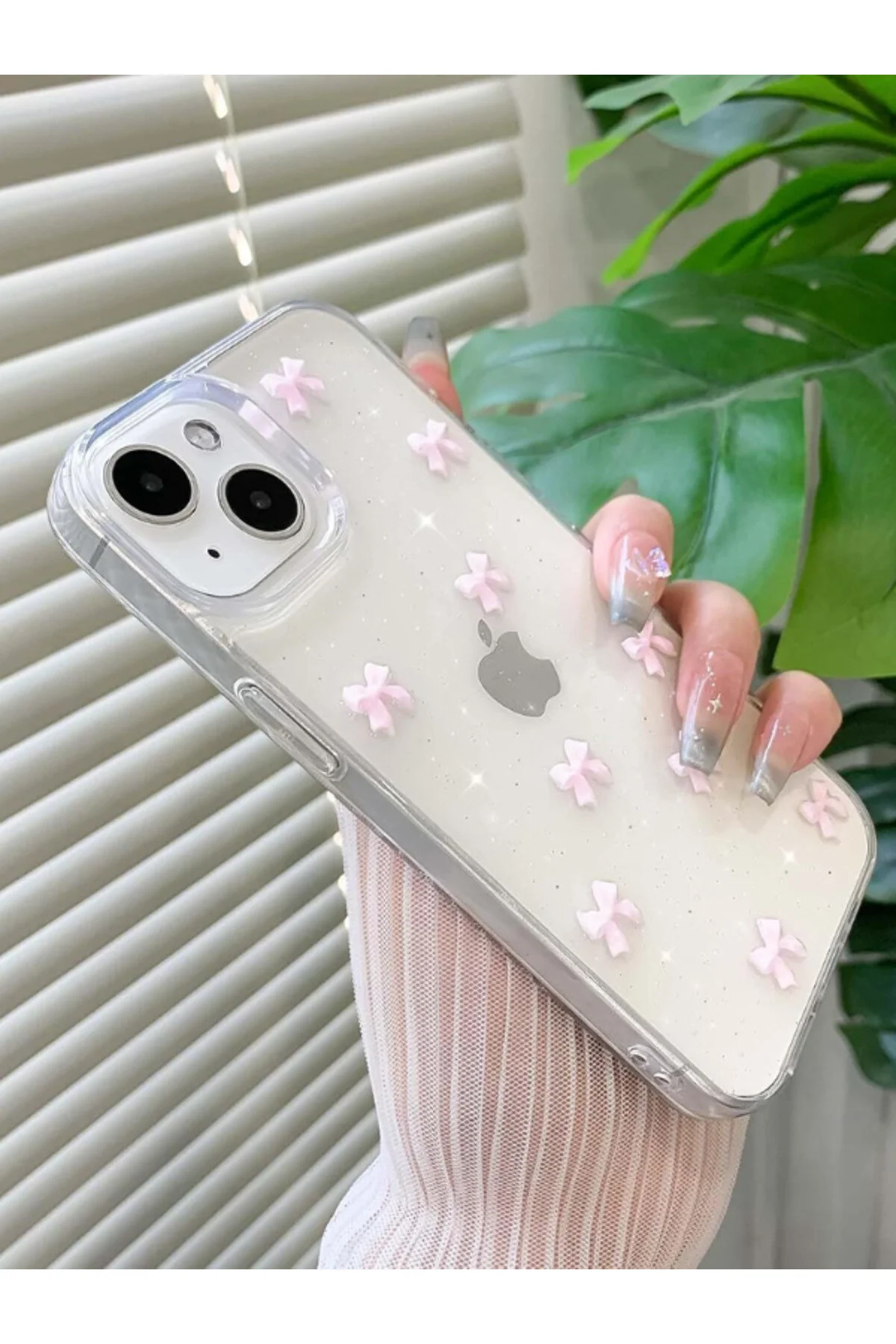 کاور و قاب روکش نرم سیلیکونی ضد ضربه کمان صورتی IPHONE 13 14 15 KVK PRİVACY