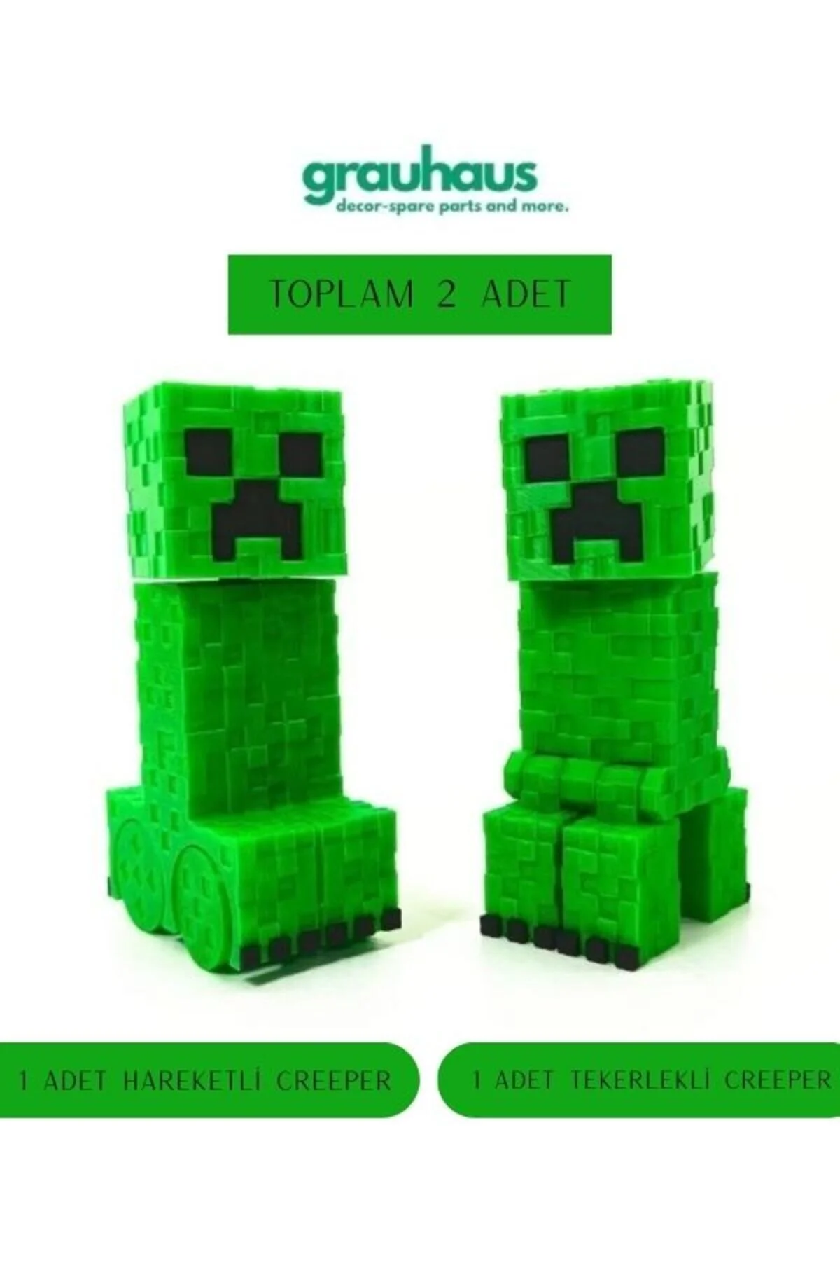 اسباب بازی های فیگور شخصیت ست خزنده MINECRAFT 2 چرخ دار متحرک GRAUHAUS