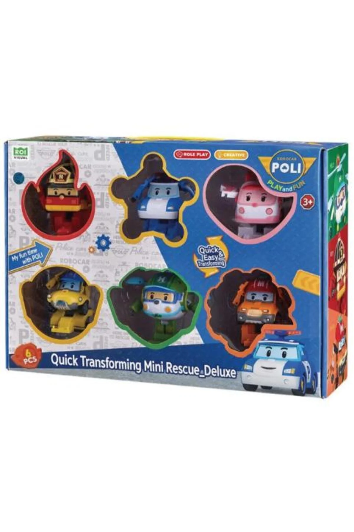 ماشین اسباب بازی POLI CAR ZR915 QUICK TRANSFORMING MINI RESCUE 6 PIECE SET 24 Neco