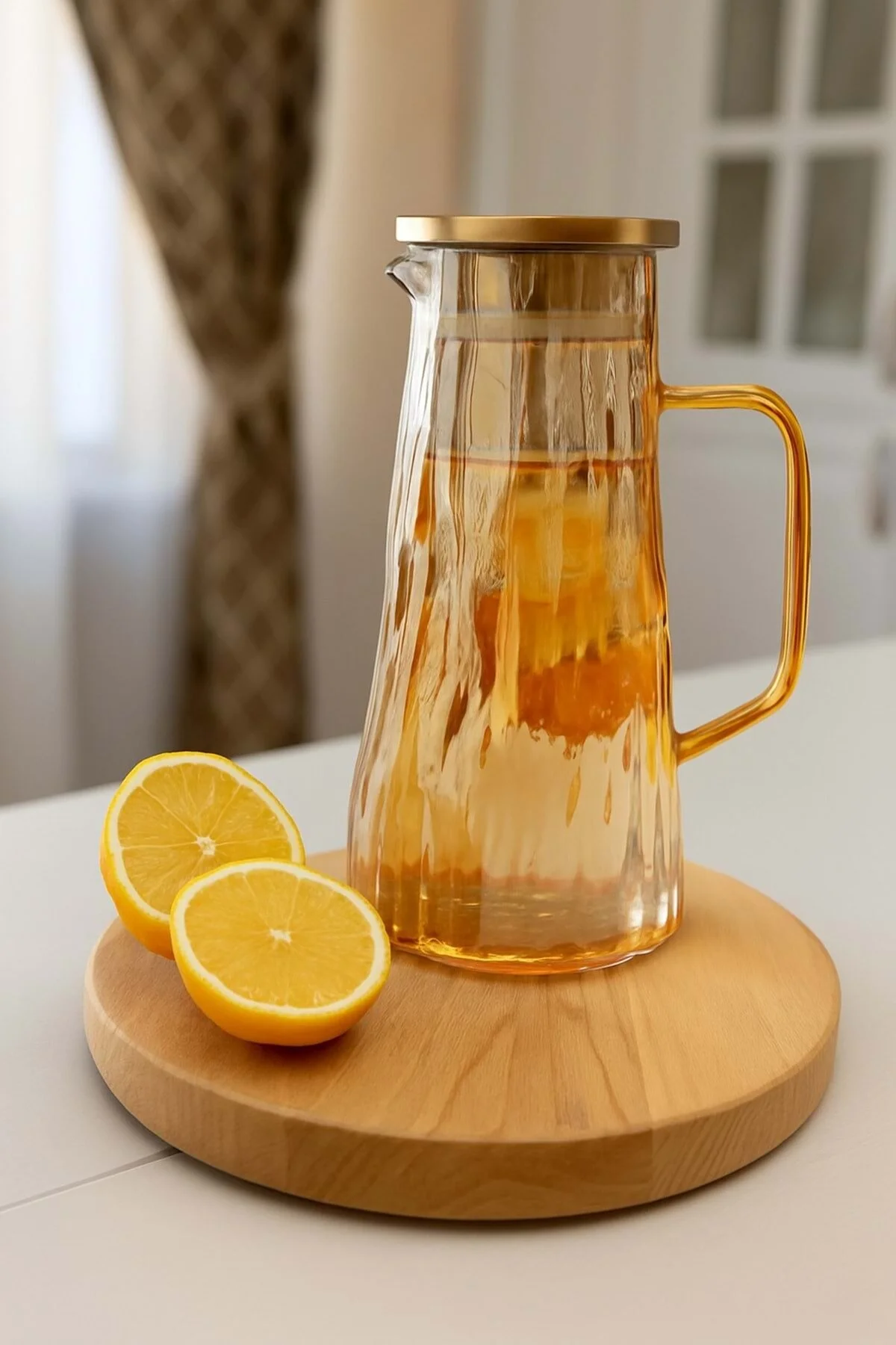پارچ و تنگ کوزه شیشه ای با ظرفیت بزرگ 1800 میلی لیتر ظرف طلای لوکس مقاوم در برابر حرارت Jenisa