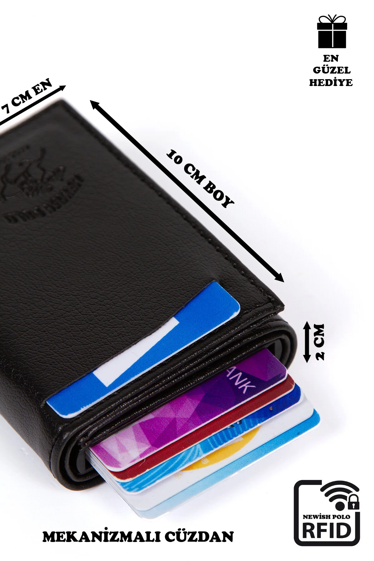 کیف پورتفوی و کلاچ مردانه مشکی از چرم وگان همراه با جای کارت و پول Newish Polo