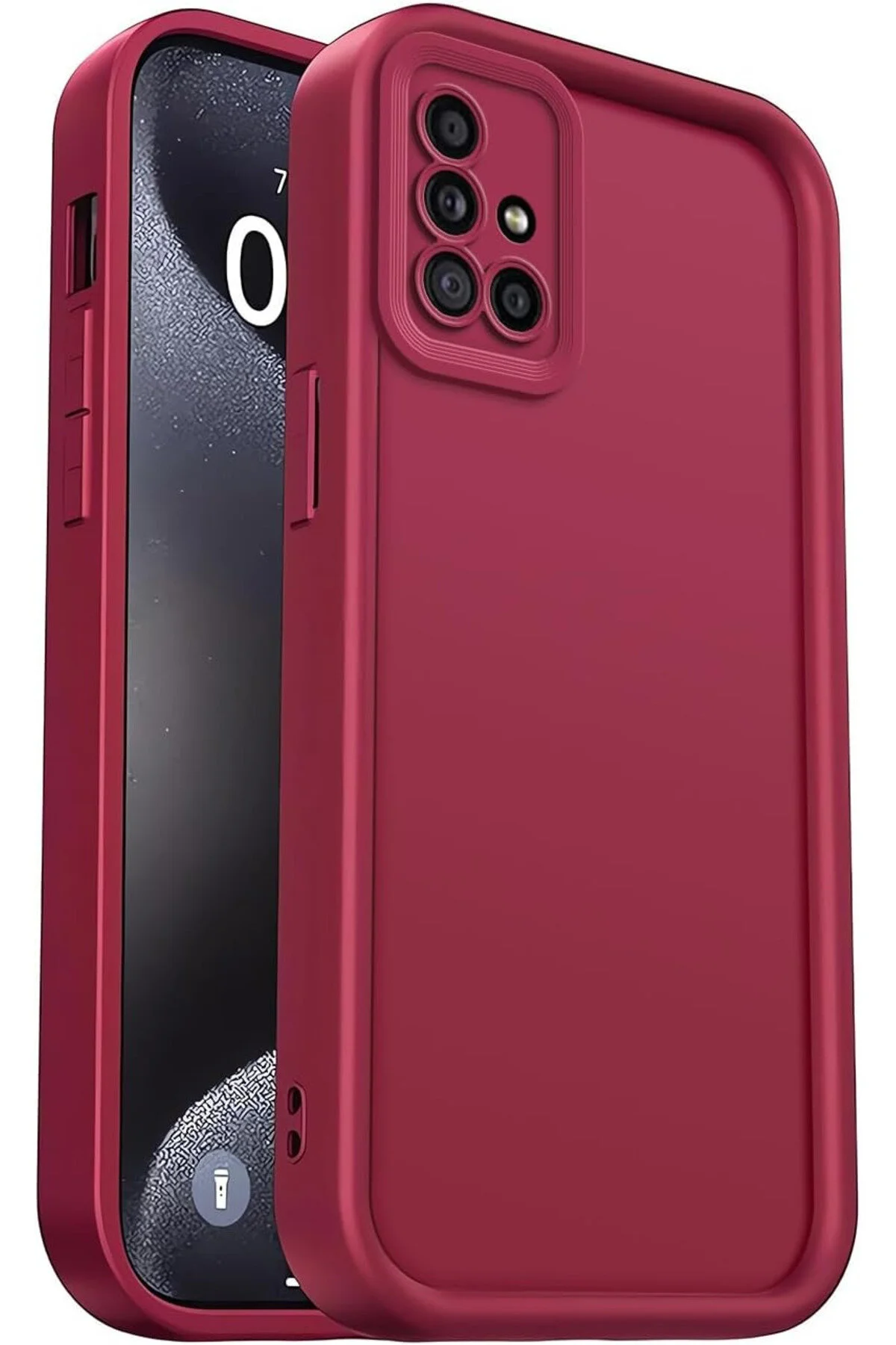 کاور و قاب پوشش محافظ سیلیکونی قرمز CLARET جذب شوک با بافت نرم دوربین سامسونگ GALAXY A51 Fibaks