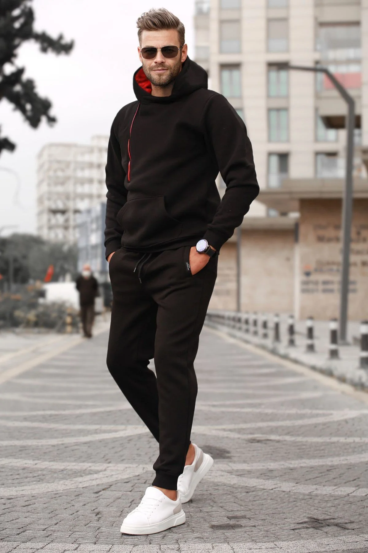 ست گرمکن ورزشی مشکی مردانه تیم پیگیری سیاه مدمکس اورجینال Madmext