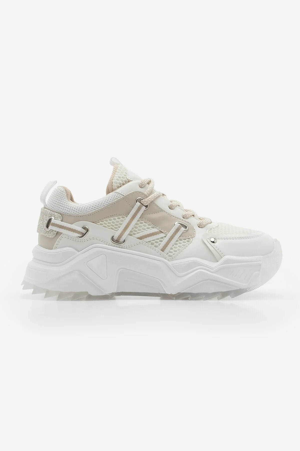کفش ورزشی نود زنانه LACCIK SNEAKERS ضخیم بژ را برکنار کرد مارجین Marjin