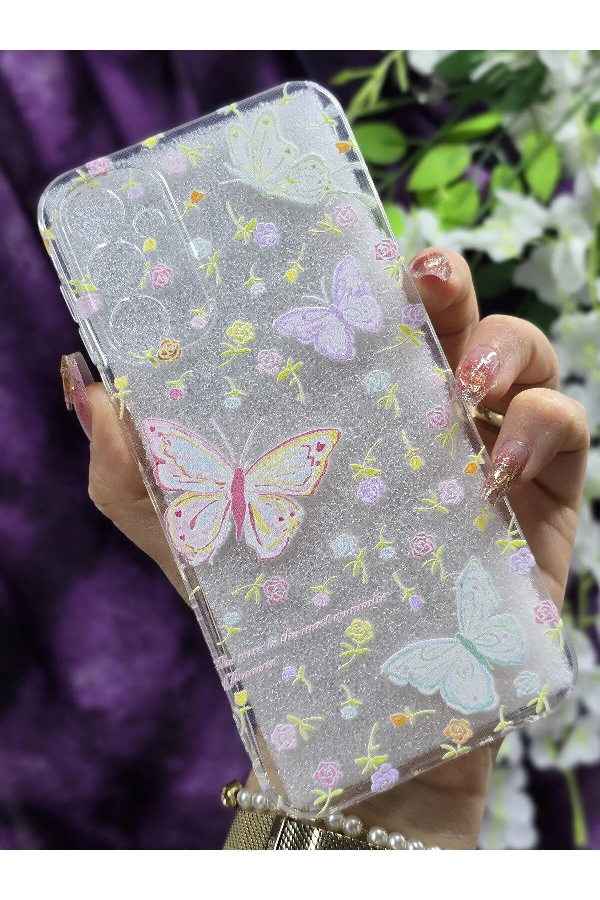 کاور و قاب گوشی شفاف با طرح پروانه های رنگارنگ سازگار SAMSUNG GALAXY A34 Magic Ring