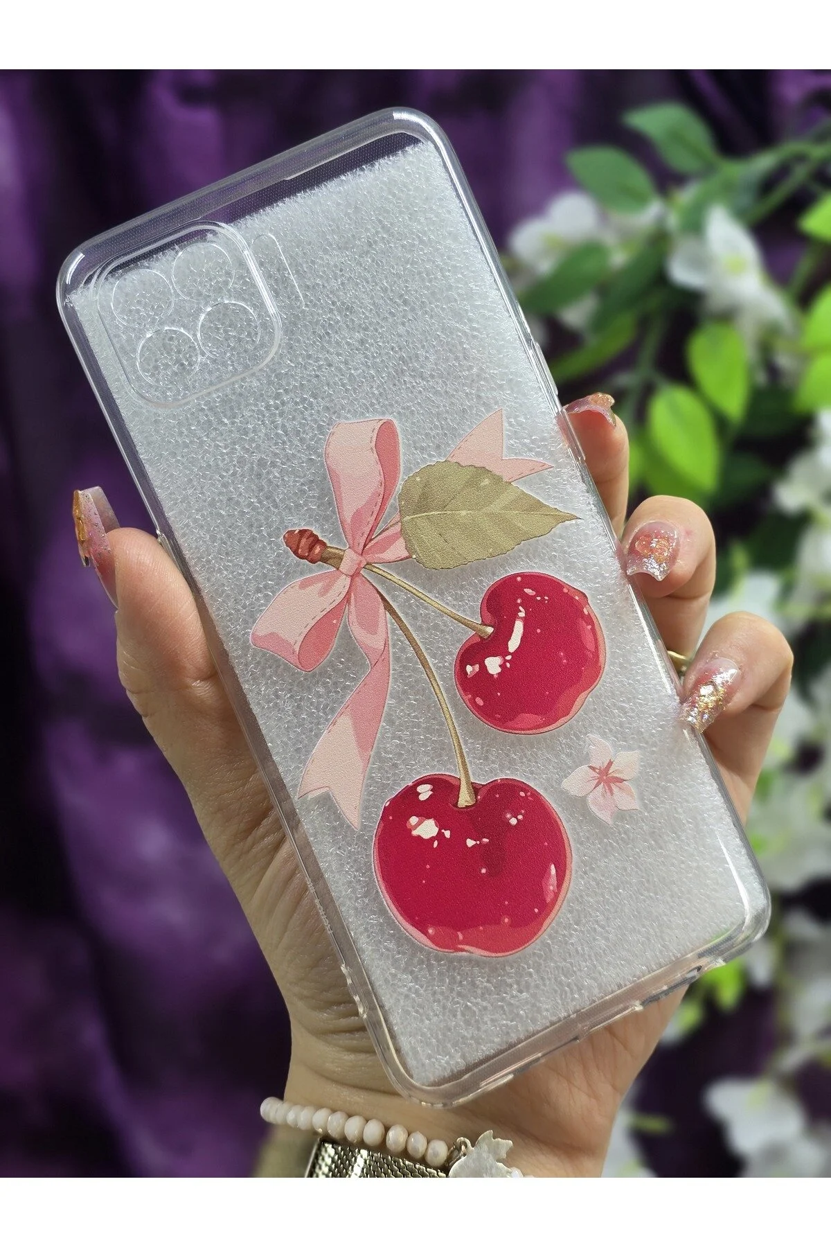 کاور و قاب گوشی شفاف با طرح گیلاس روبان سازگار OPPO RENO 4 LITE Magic Ring