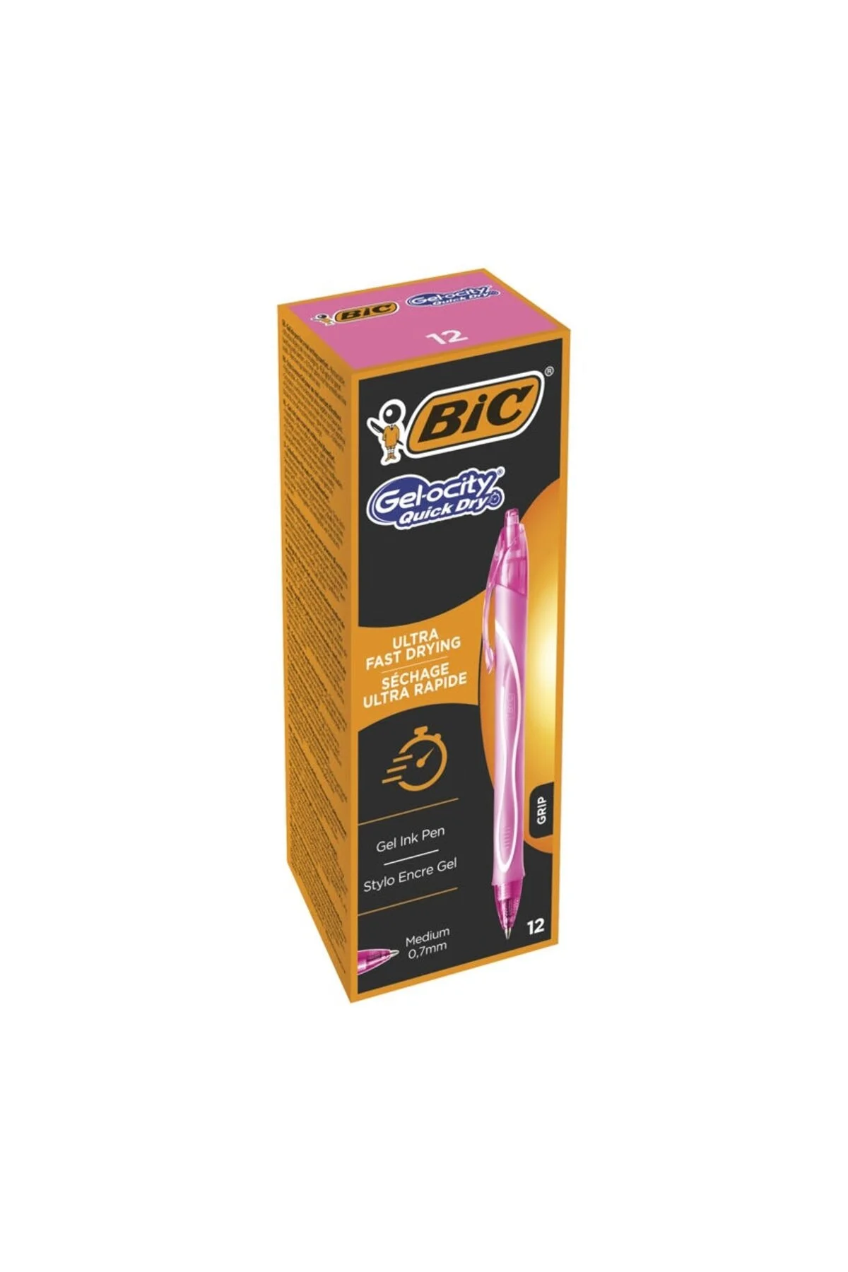خودکار ژله ای صورتی FAST PEN GEL 0.7 میلی متر 12 جعبه بیک Bic