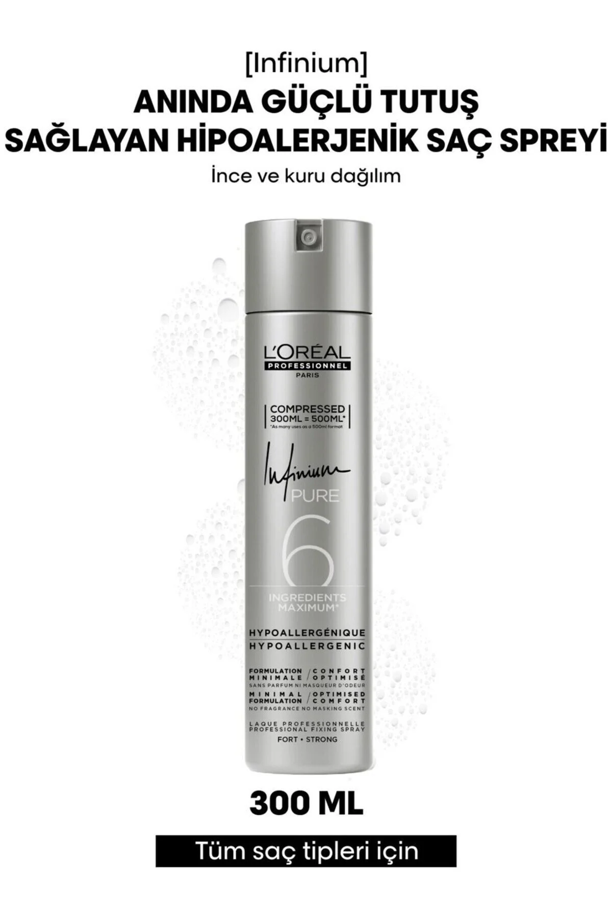 اسپری مو INFINIUM PURE FORT 300 میل بسته بندی جدید L'oreal Professionnel