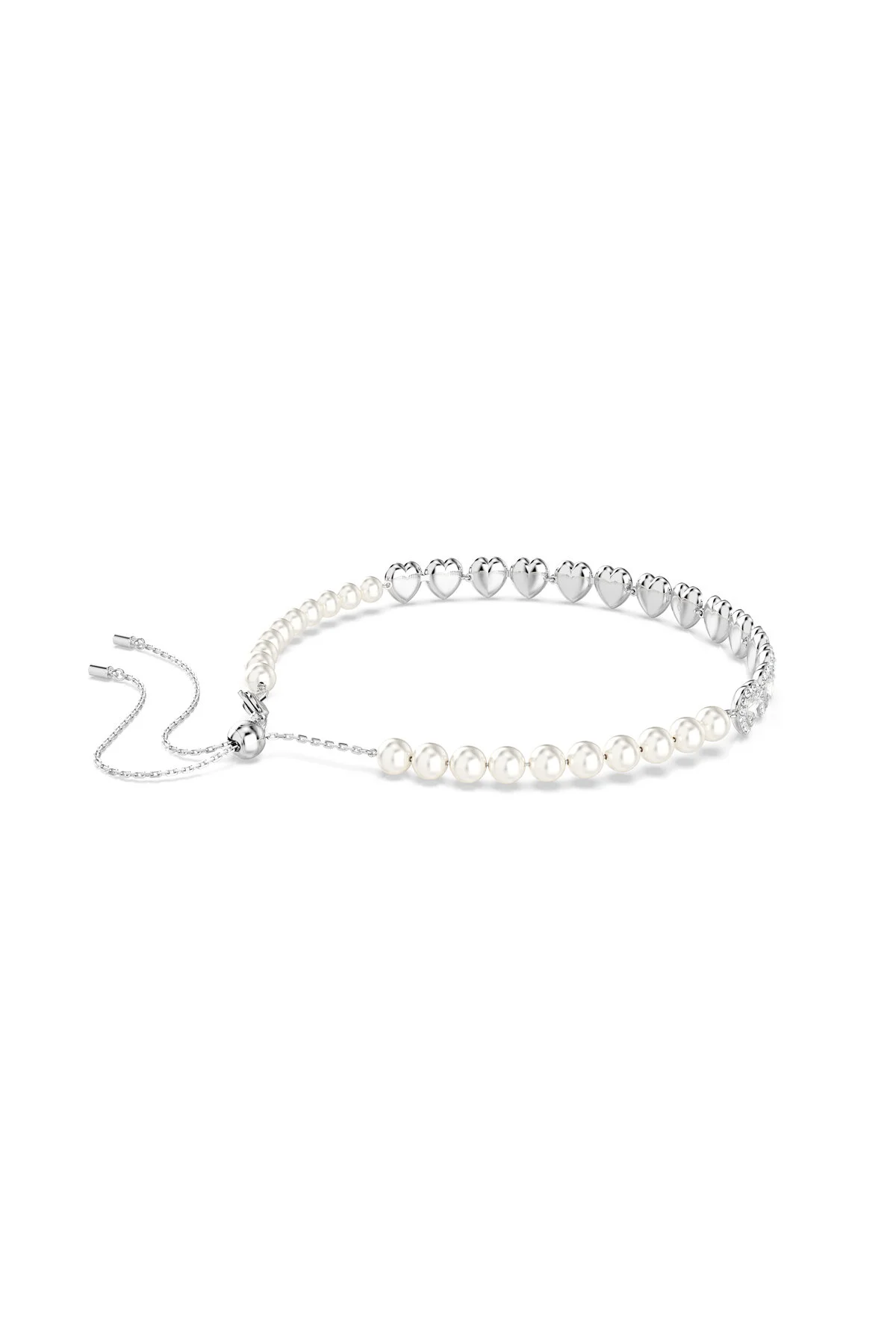گردنبند کریستال تنیس ARIANA GRANDE X SWAROVSKI مروارید قلب سفید روتیوم روکش سواروسکی اورجینال Swarovski