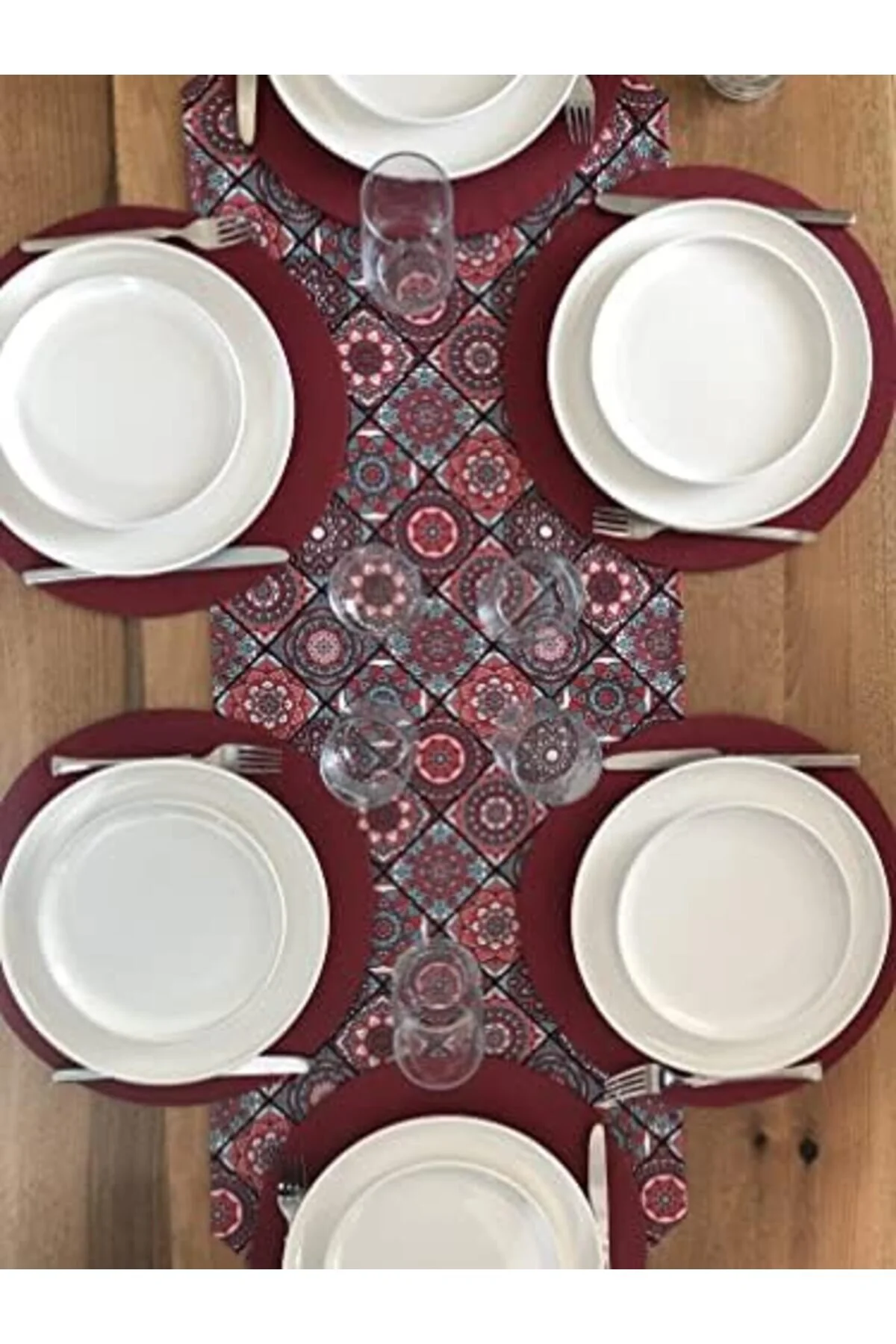 رانر و زیر بشقابی خدمات آمریکایی ازمیر 6S SUPLA RUNNER BORDEAUX سرامیک TK TRENDBAZAAR 1057563 STOREMAX