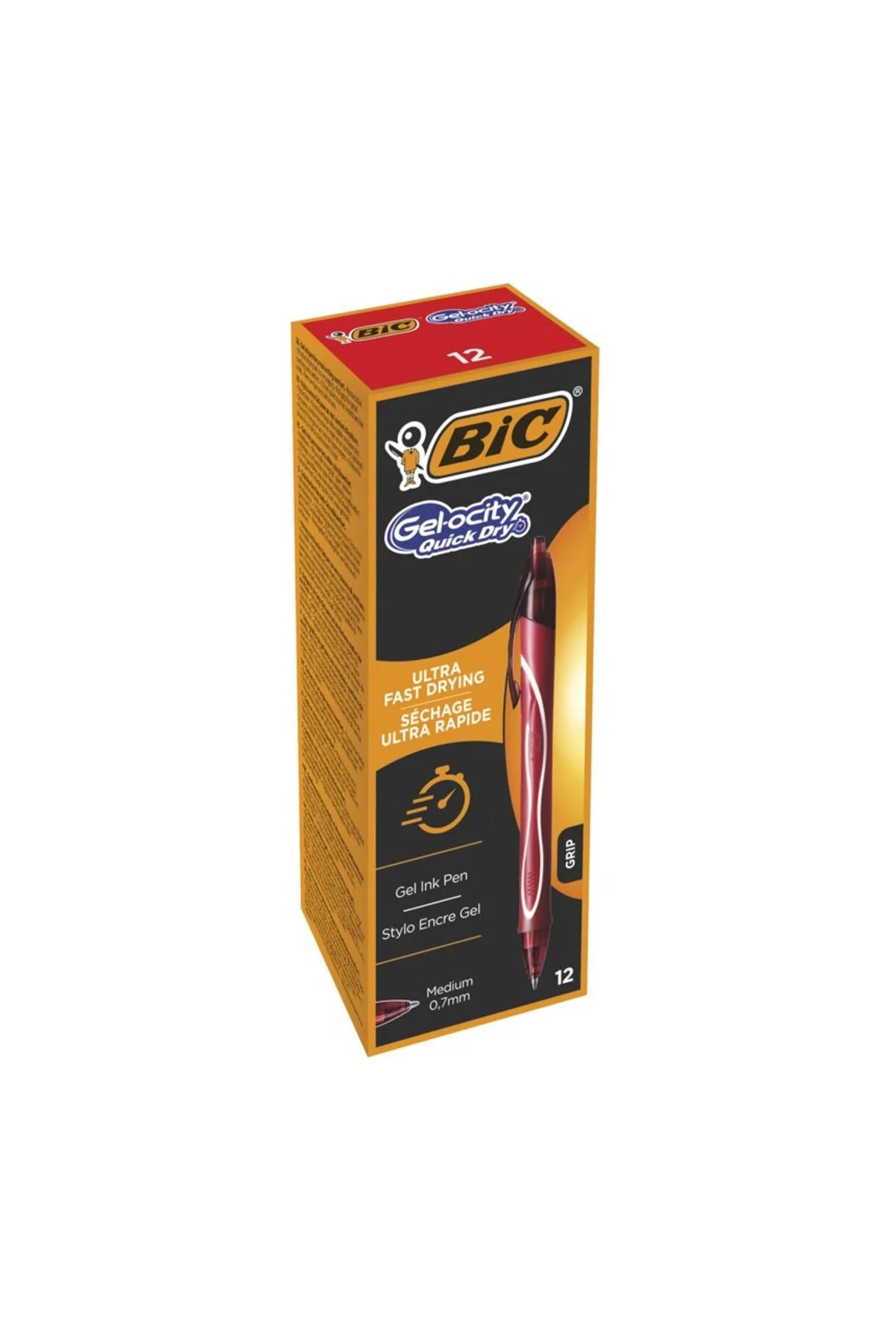 خودکار ژله ای قرمز PEN ژل خشک کردن سریع 0.7 میلی متر جعبه 12 بیک Bic