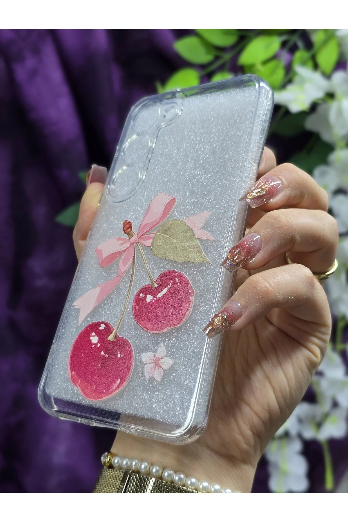 کاور و قاب گوشی شفاف با طرح گیلاس روبان سازگار SAMSUNG GALAXY S23 Magic Ring