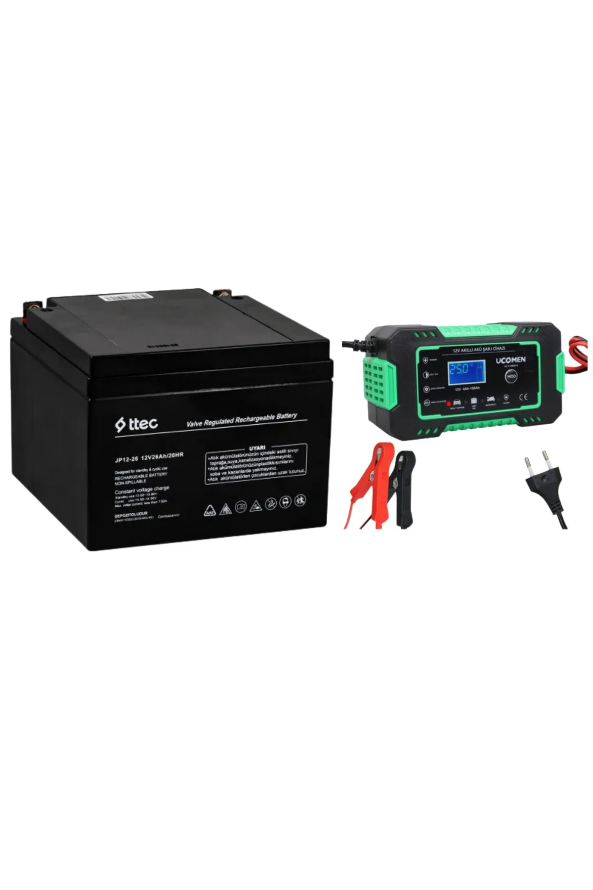 منبع تغذیه و UPS باتری اسید سرب 12V 26AH ابزار شارژ 6 آمپر UCOMEN Ttec
