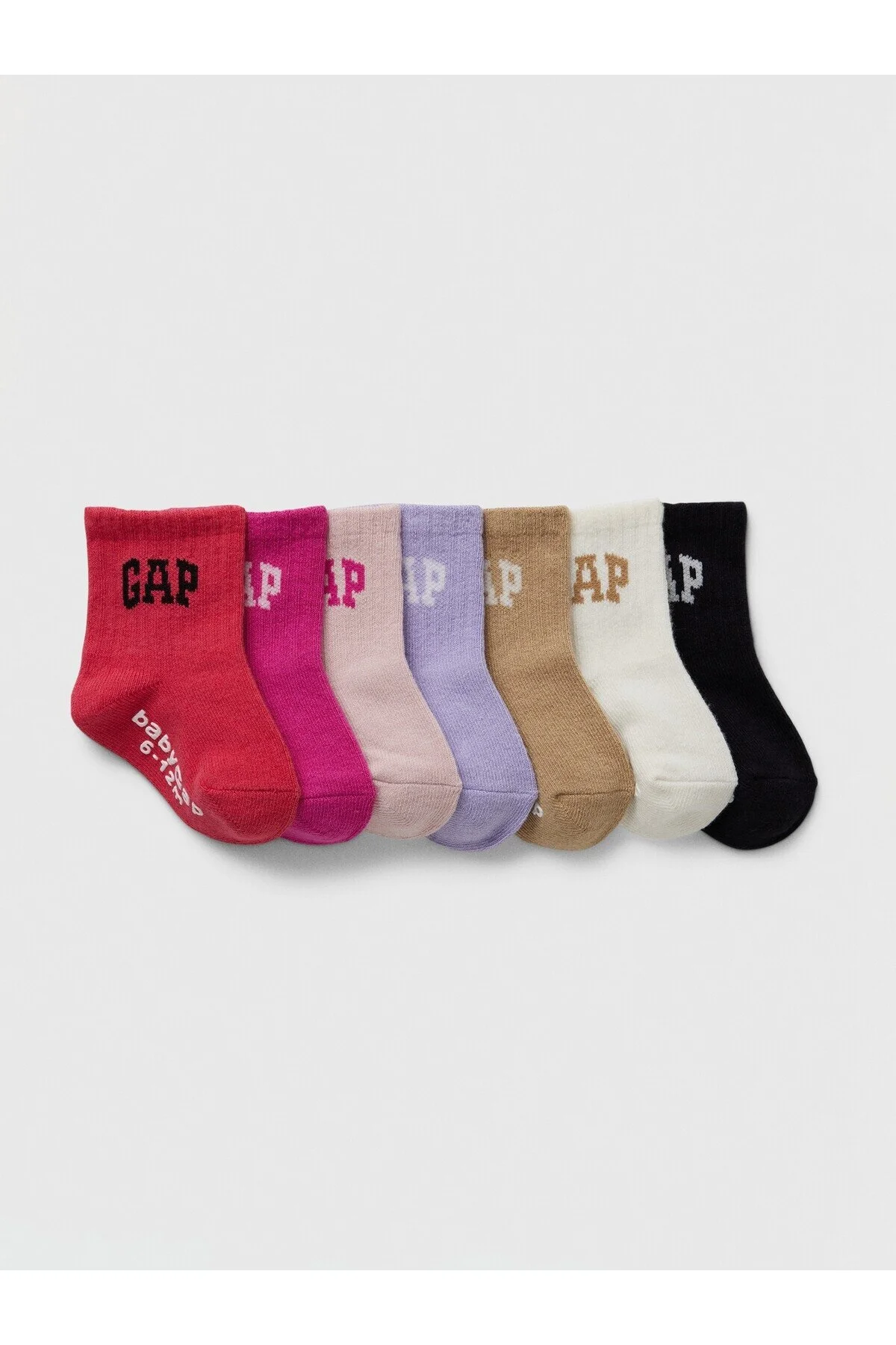 جوراب چند رنگ پسرانه و دخترانه بچگانه مجموعه 7 قطعه آرم GAP