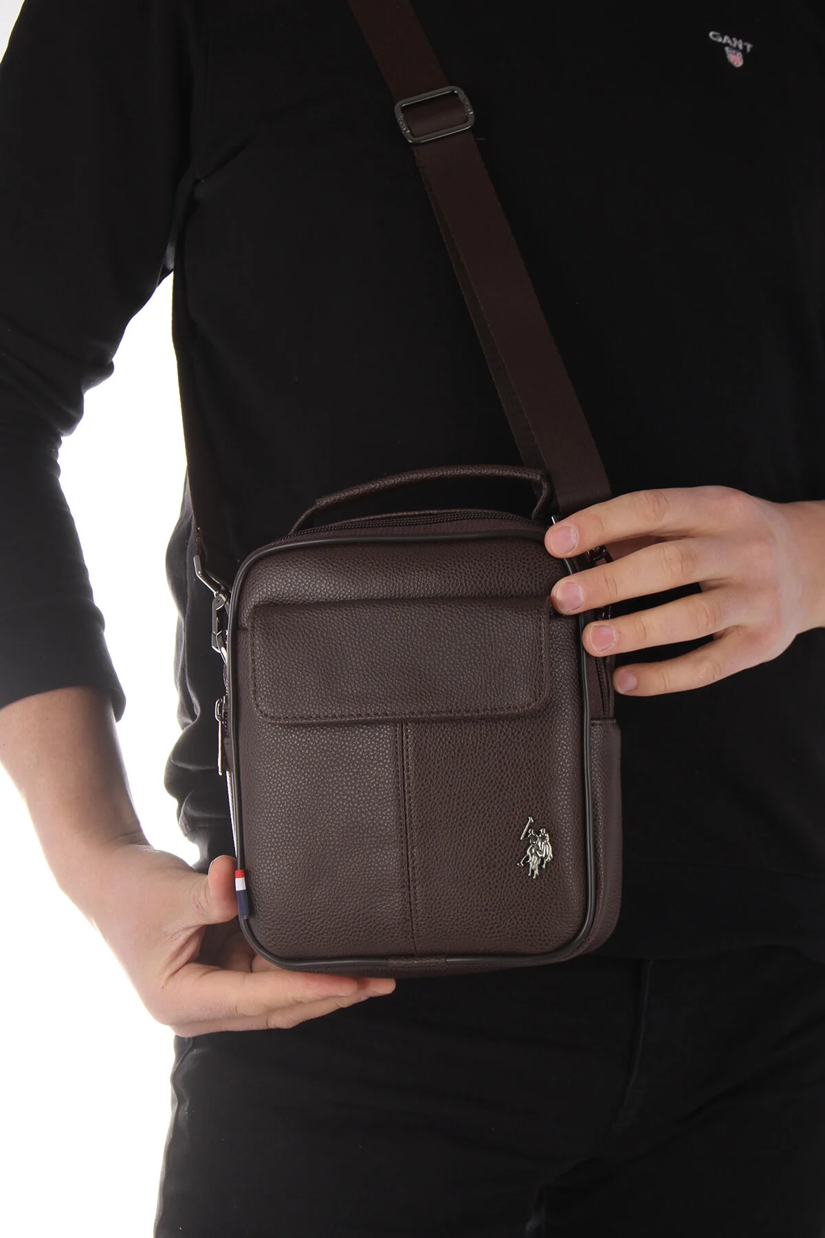 کیف دستی شانه مردانه پولو ASSN 6755 6756 BROWN U.S. Polo Assn.