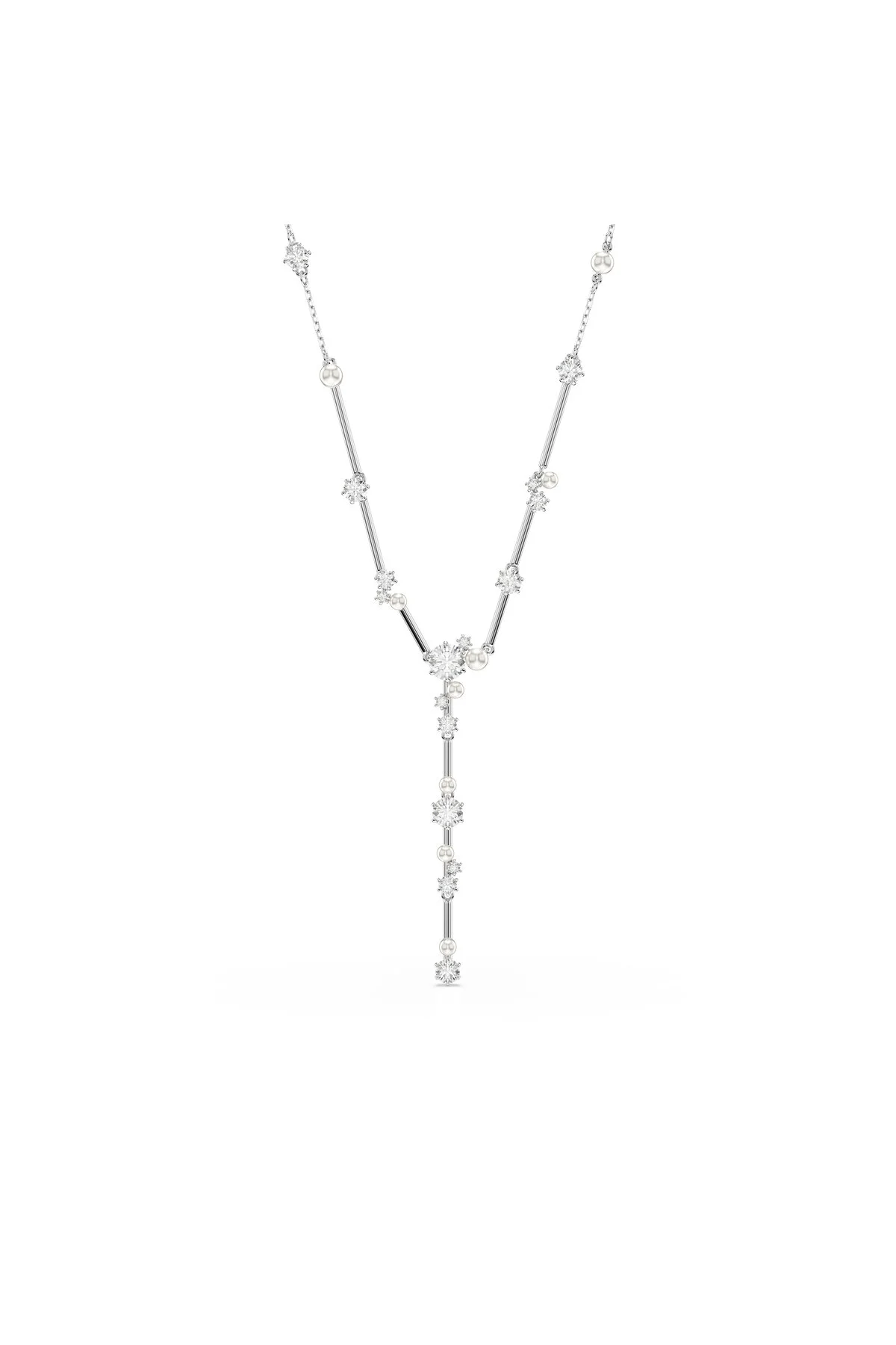 گردنبند زیرکون CONSTELLA Y KOLYE مروارید کریستال برش های گرد پوشش سفید رودیوم سواروسکی اورجینال Swarovski
