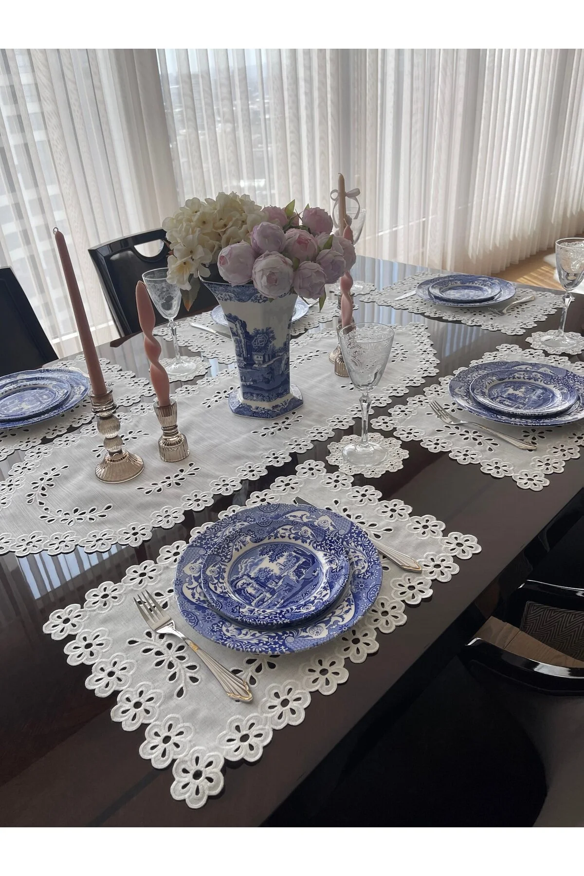 رانر و زیر بشقابی 14 قطعه مجموعه 6 PEOPLE سرویس + دستمال کوکتل 1 دونده پوشش نان دیزی QBR Home
