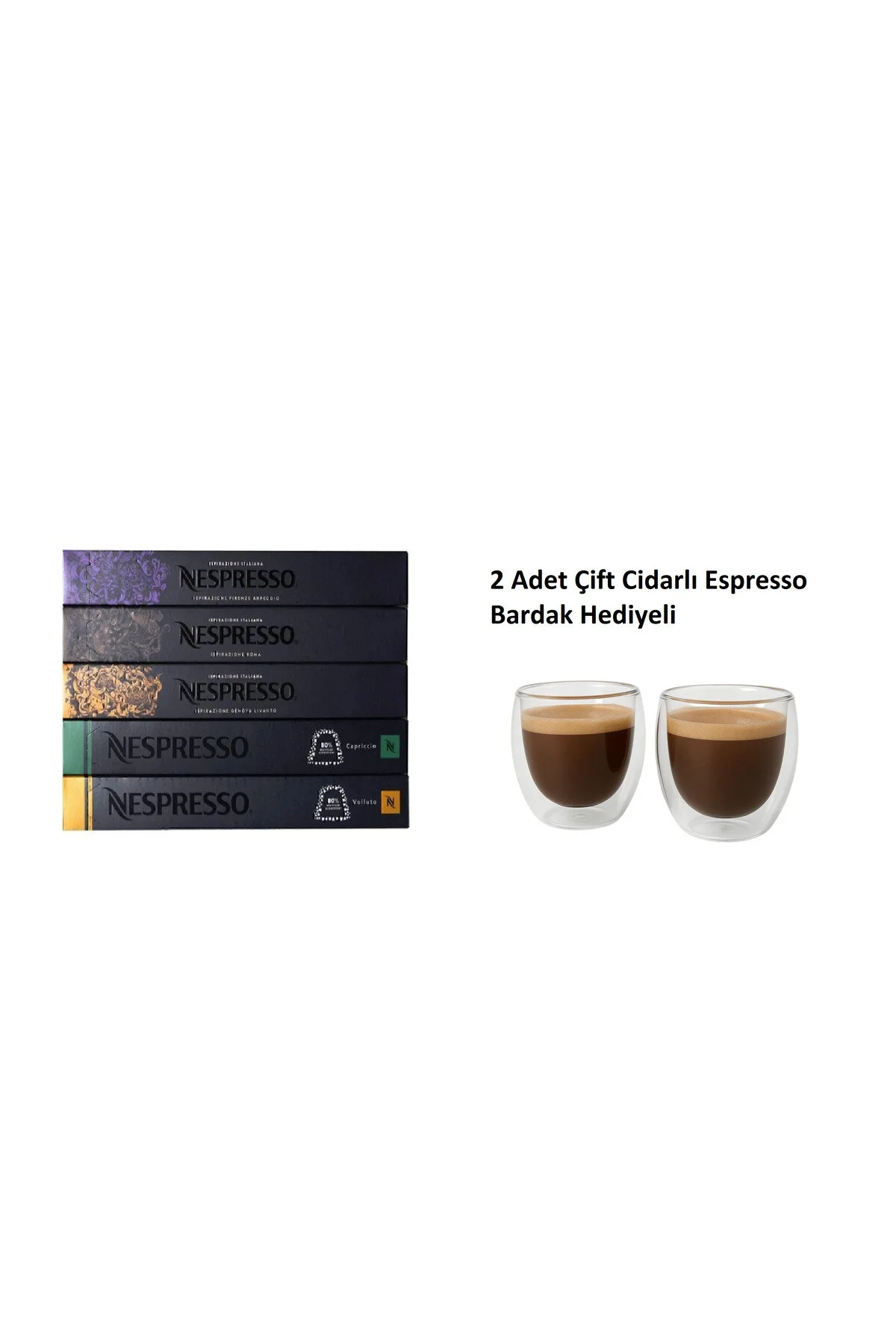 کپسول قهوه مجموعه های متعادل ایتالیایی سری 5 SET + 2 80 میلی لیتر فنجان اسپرسو با هدیه Nespresso
