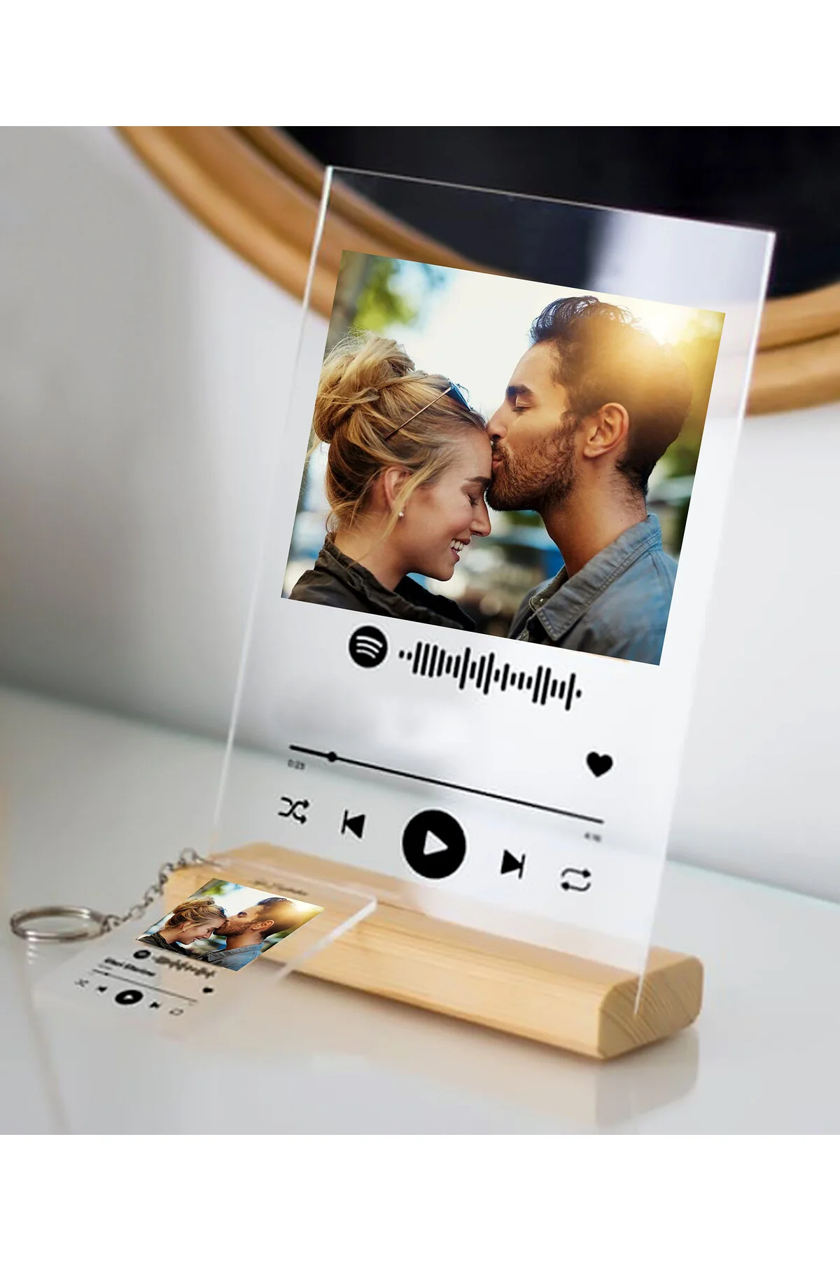 جلیقه کلید پلاک شخصی شده SPOTIFY با عکس و 1 جاکلیدی به عنوان هدیه برای عاشق یا دوست fotoremzi