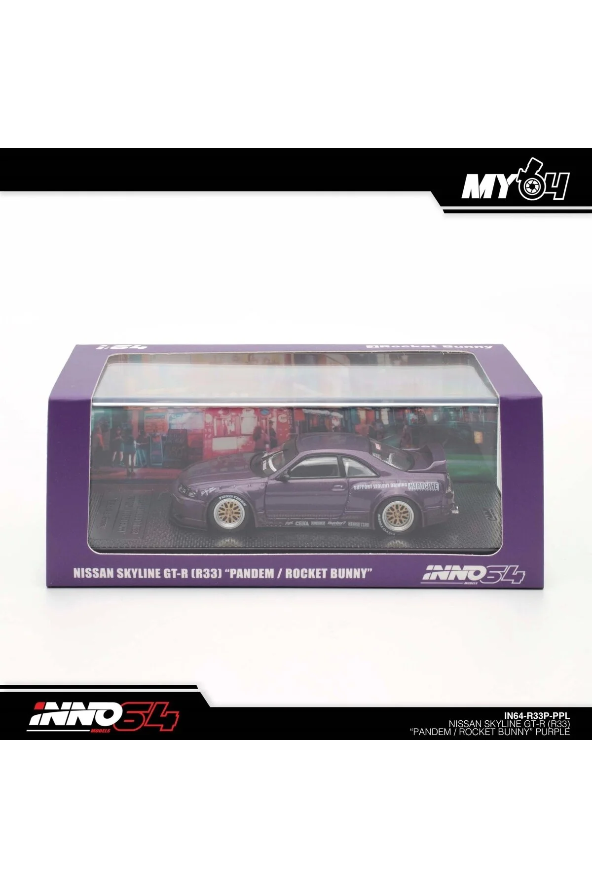 مدل خودرو INNO 1 64 NISSAN SKYLINE GT R R33 PANDEM ROCKET BUNNY بنفش Inno 64 Models